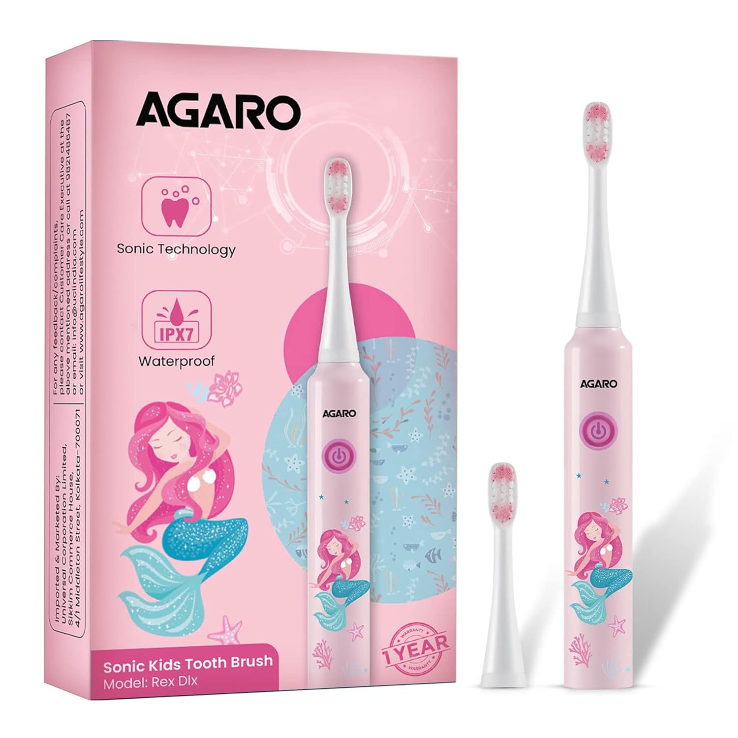 AGARO Rex Dlx Sonic AA Battery Electric Toothbrush For Kids With 6