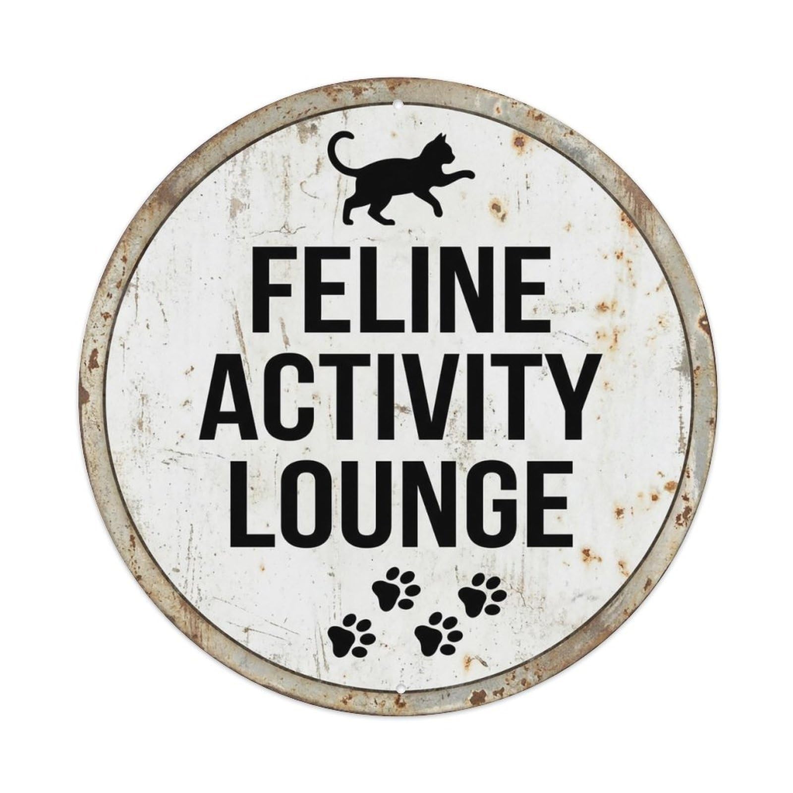 Vintage Feline Activity Lounge Decor Metal Tin Sign