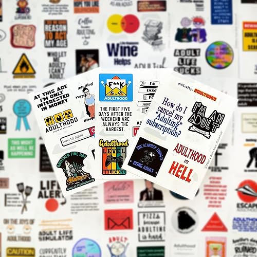 Miniatura 7 de BulbaCraft 100 calcomanías divertidas para adultos, adultos es duro, calcomanías divertidas para adultos, calcomanías de recompensa para adultos,