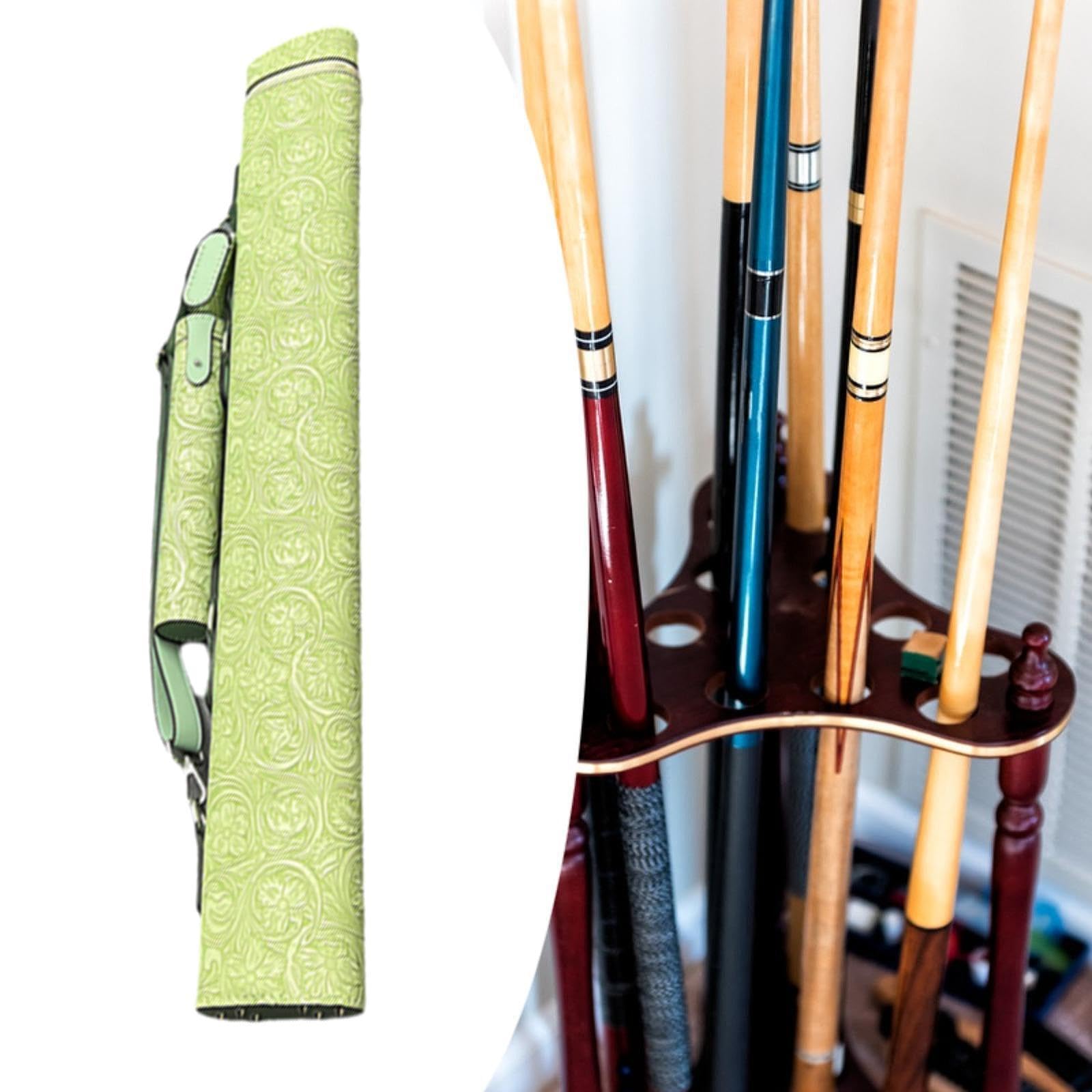 Custodia per Stecche da Biliardo, Borsa Porta Stecche con 4 Fori E Cerniera, Portatile, Resistente, AntiGraffio, per Il Trasporto E La Conservazione, Verde