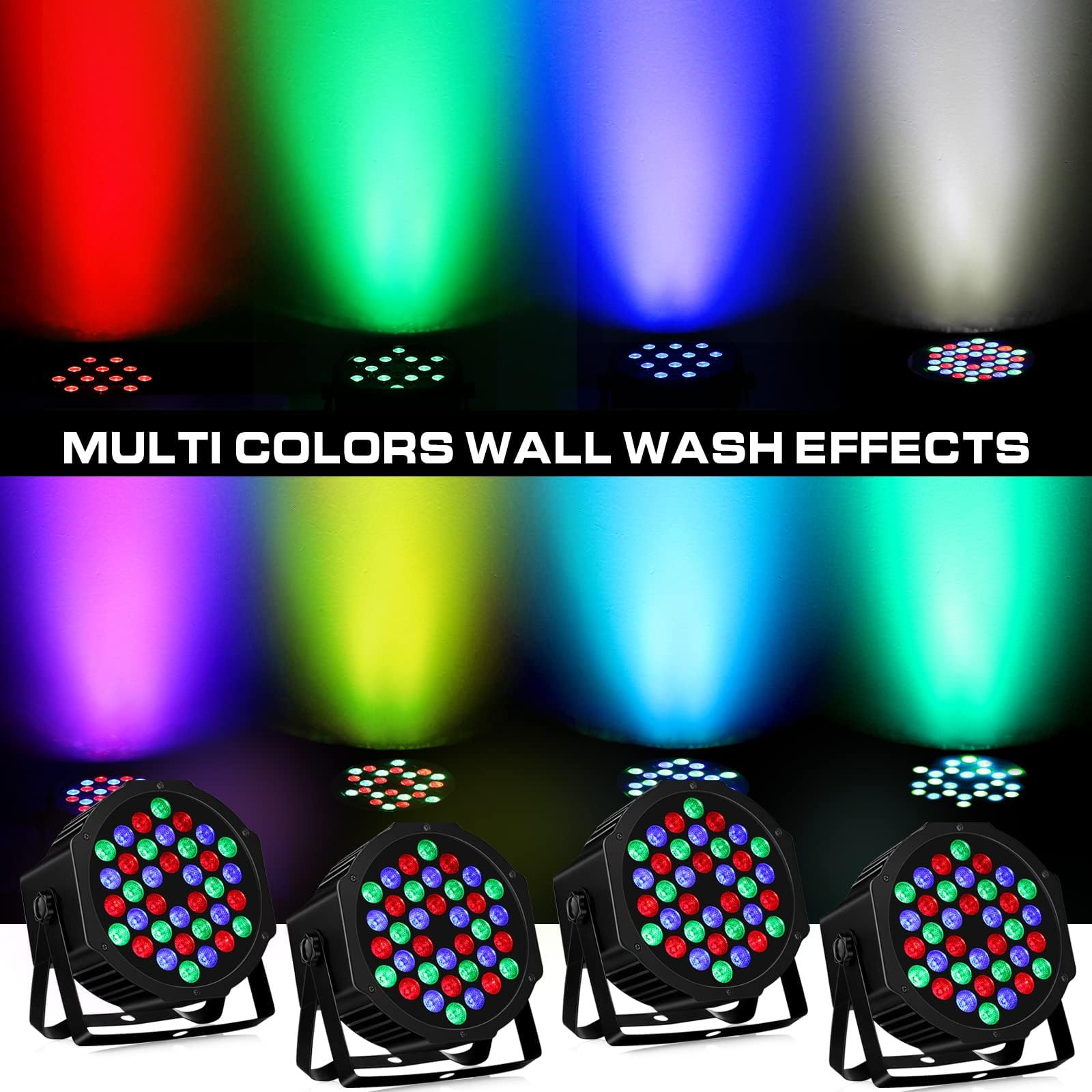 Amazon.com: 36LEDs Stage Par Lights 4-Pack: 36W RGB Color Changing