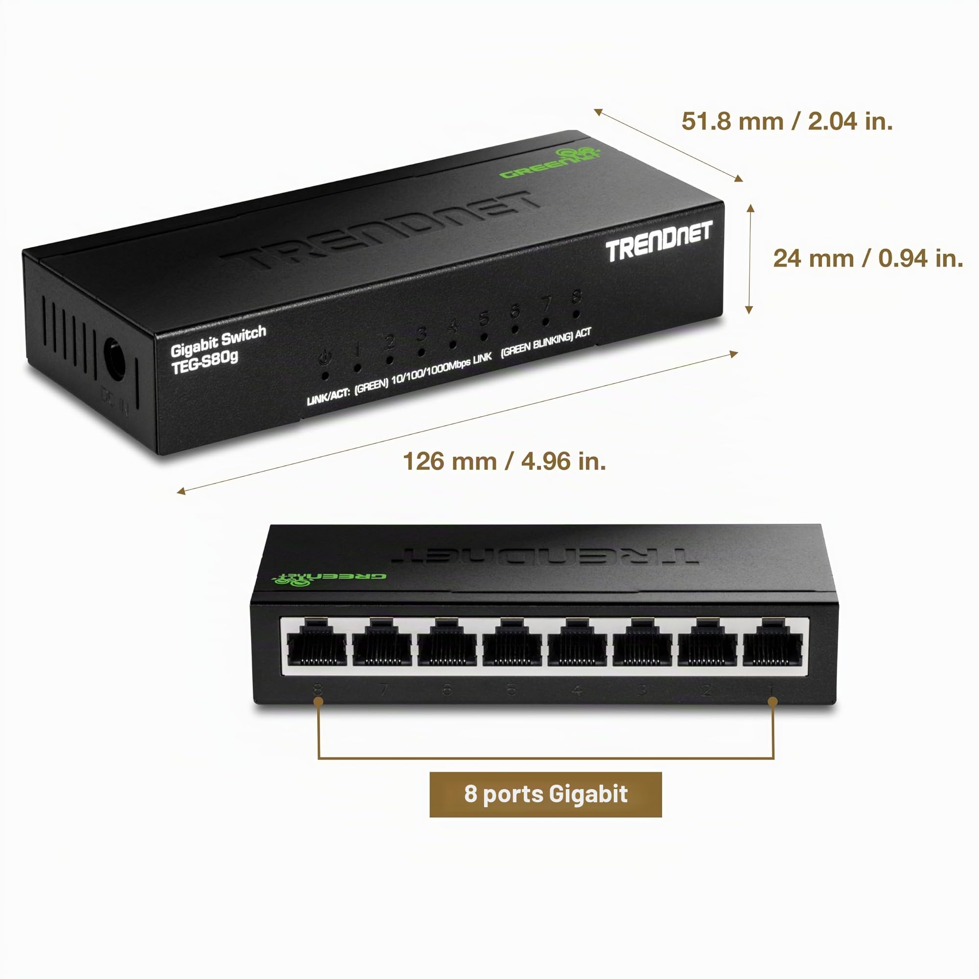 TRENDnet - Switch Greennet Gigabit à 8 Ports, TEG-S80G