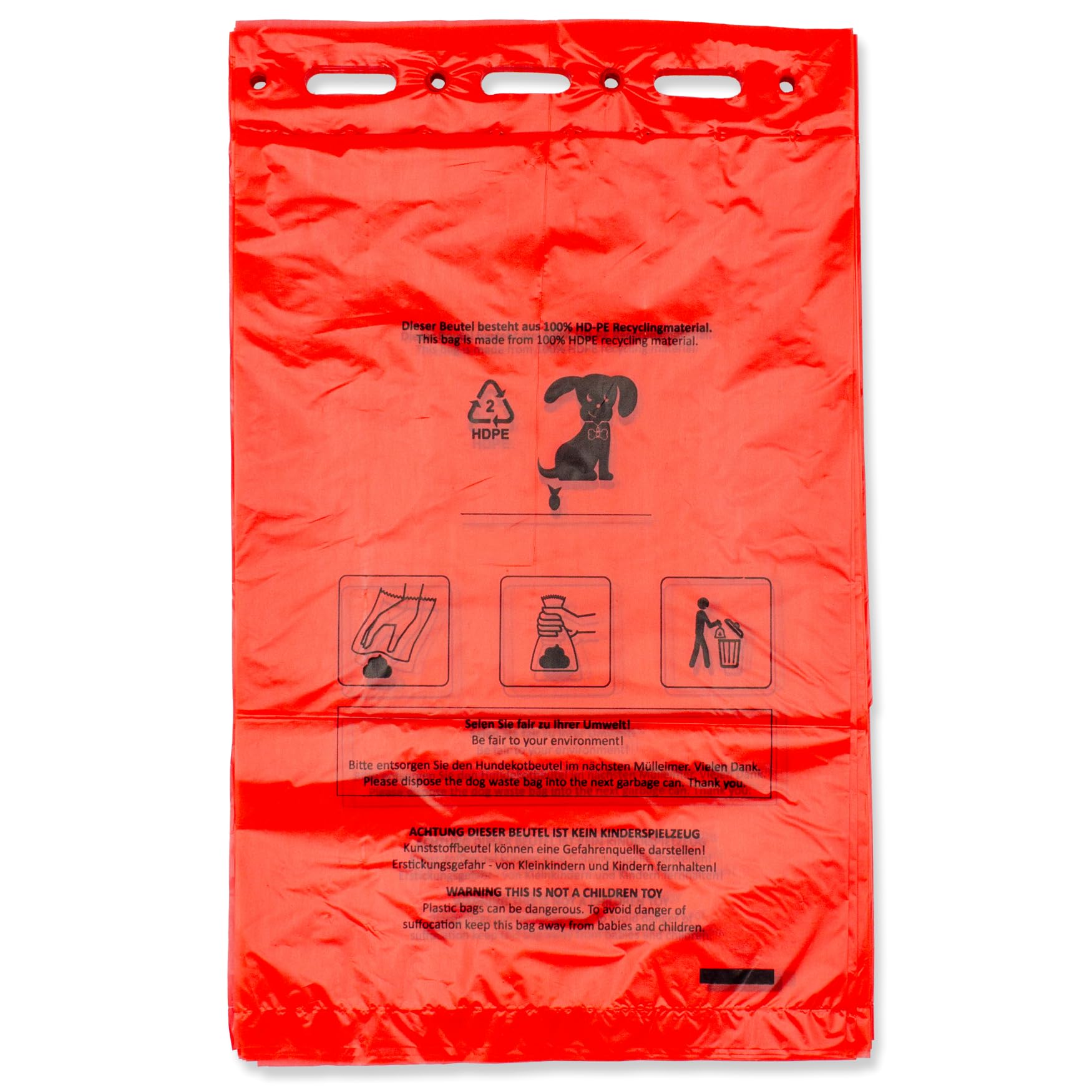 12000 sacchetti per escrementi di cani (120 blocchi da 100 sacchetti), da appendere, rosso in 21 x 31,5 cm + bordo di 3,5 cm
