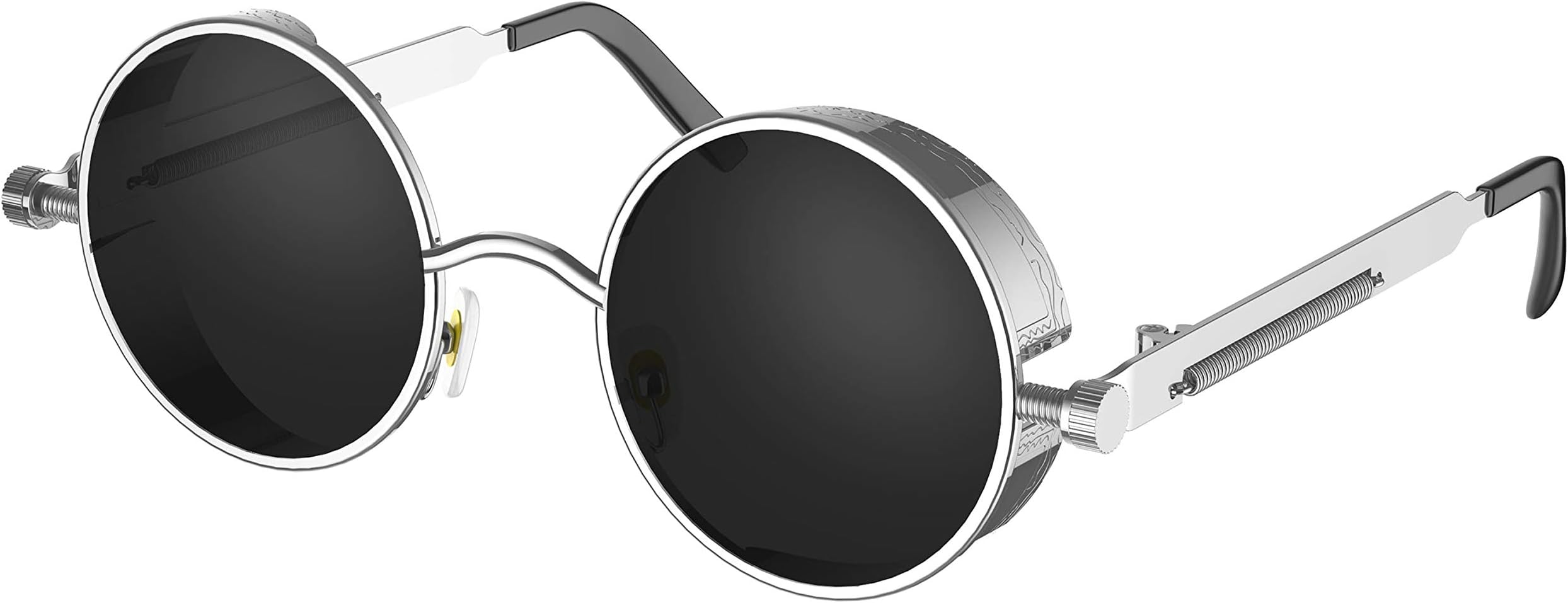 Retro Gothic Steampunk Sunglasses for Women Men Round Lens Metal Frame