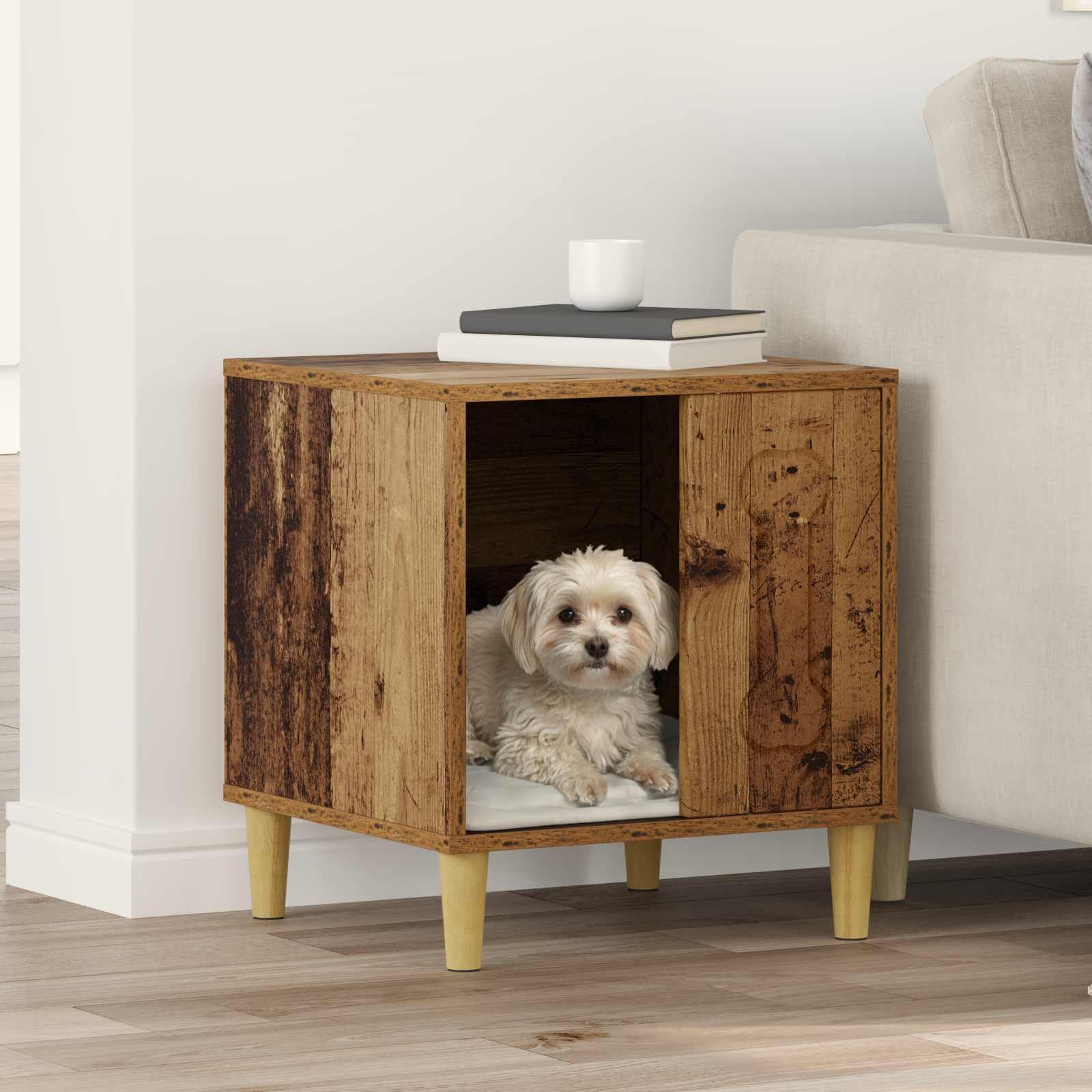 Caseta para perros de madera 44 x 42 x 49 cm para interior y exterior, resistente a la intemperie, aislada, robusta casa para cachorros con fácil montaje, protección ideal para perros