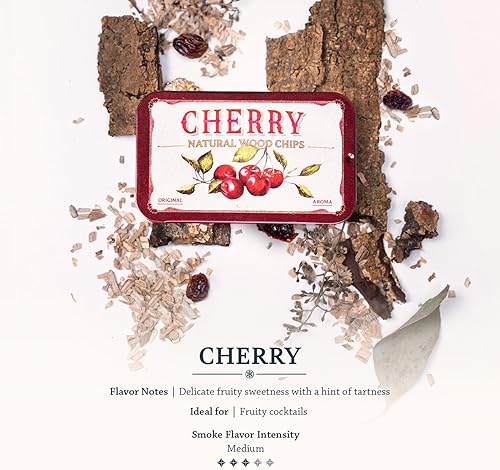 Miniatura 4 de Chips de madera ahumador de cóctel 4 sabores naturales roble, cereza, nogal y manzana  Whisky y chips para ahumar a la antigua