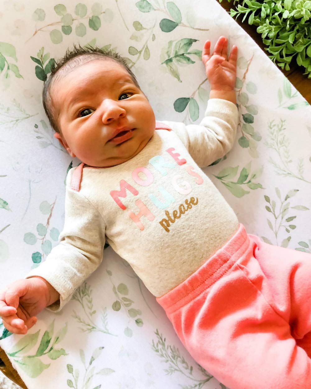 Funda para cambiador de pañales, funda para mesa cambiadora de hojas verdes, fundas de cambiador de hojas verdes, sábanas cambiadoras de punto jersey, fundas de cama de cuna neutra para bebé niño niña