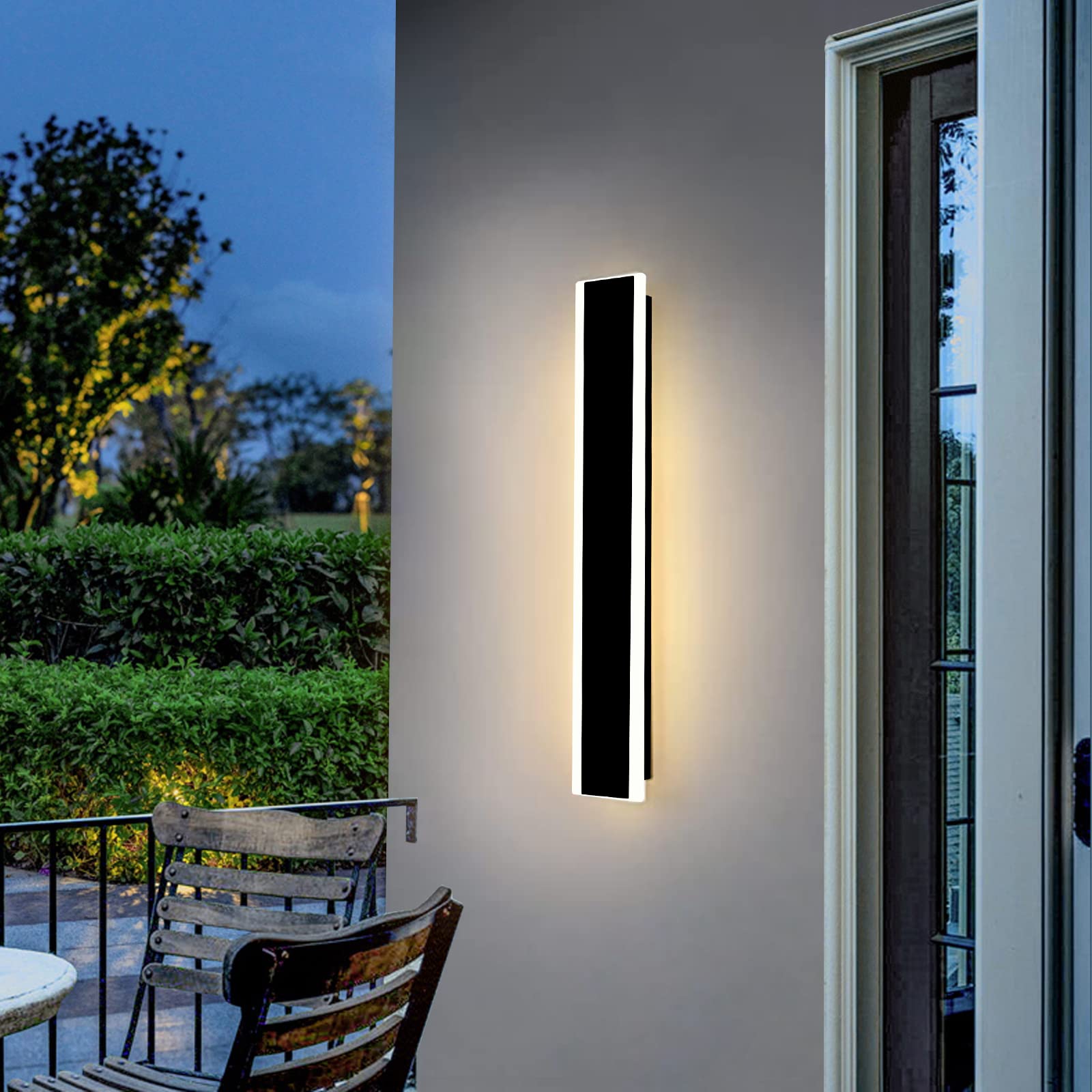 Outdoor Wall Sconces 23.6Inch, Modern Wall Lights with Warm Lights, Acrylic Panel with Light Transmittance Greater Than 95%, IP65 Waterproof Minimalist Decor Wall Lamp for Garden