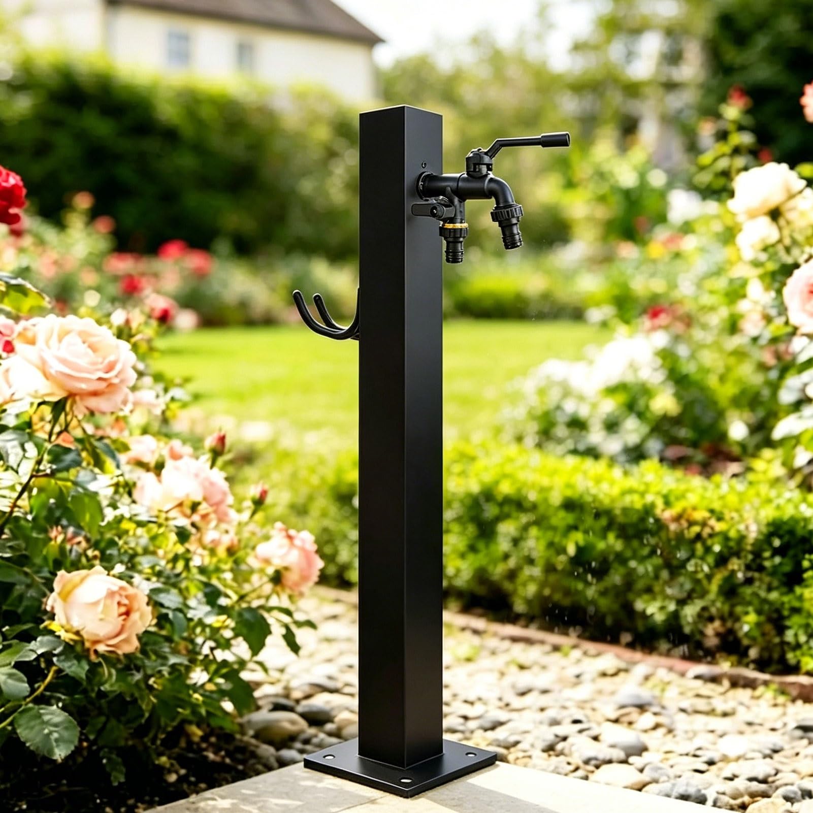 304 Stainless Steel Outdoor Garden Water Column with Faucet, Vertical Freestanding Floor Mounted Hydrant Water Tap for Irrigation Washing(Height: 60cm/23.6in)