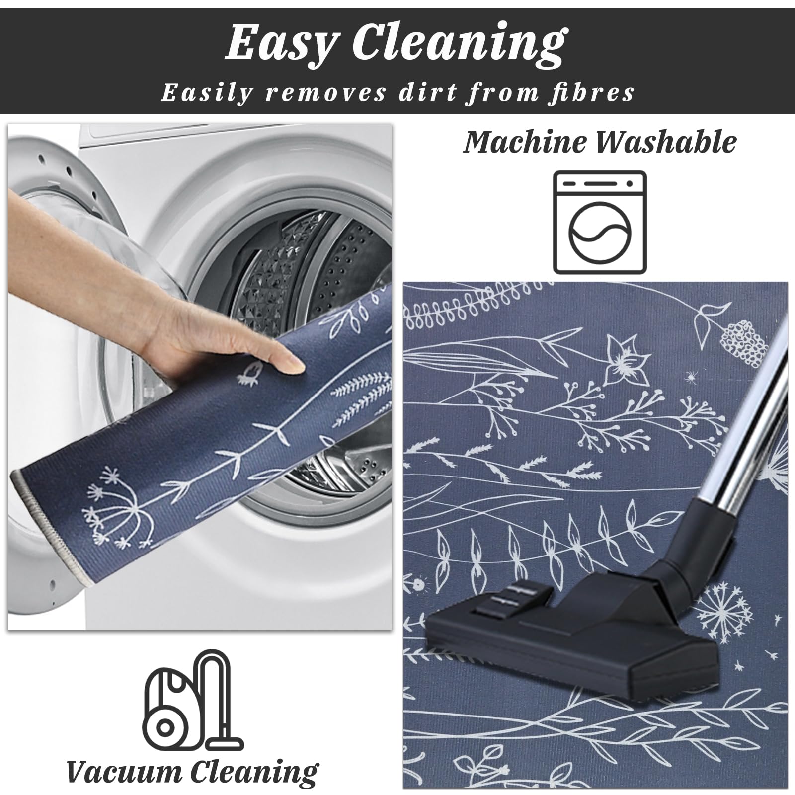 Tapis de Cuisine Lavable en Machine Antidérapant Lot de 2 40x120cm+40x60cm