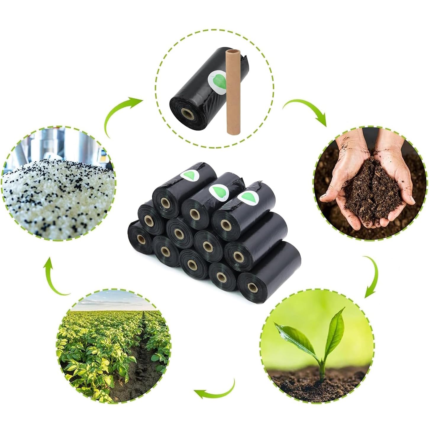 TopfreeThicker Dog Poop Bags 180 Dog Poo Bags Waste Bags Thick Strong Made from Corn Starch Plants Based (Black) — view 6