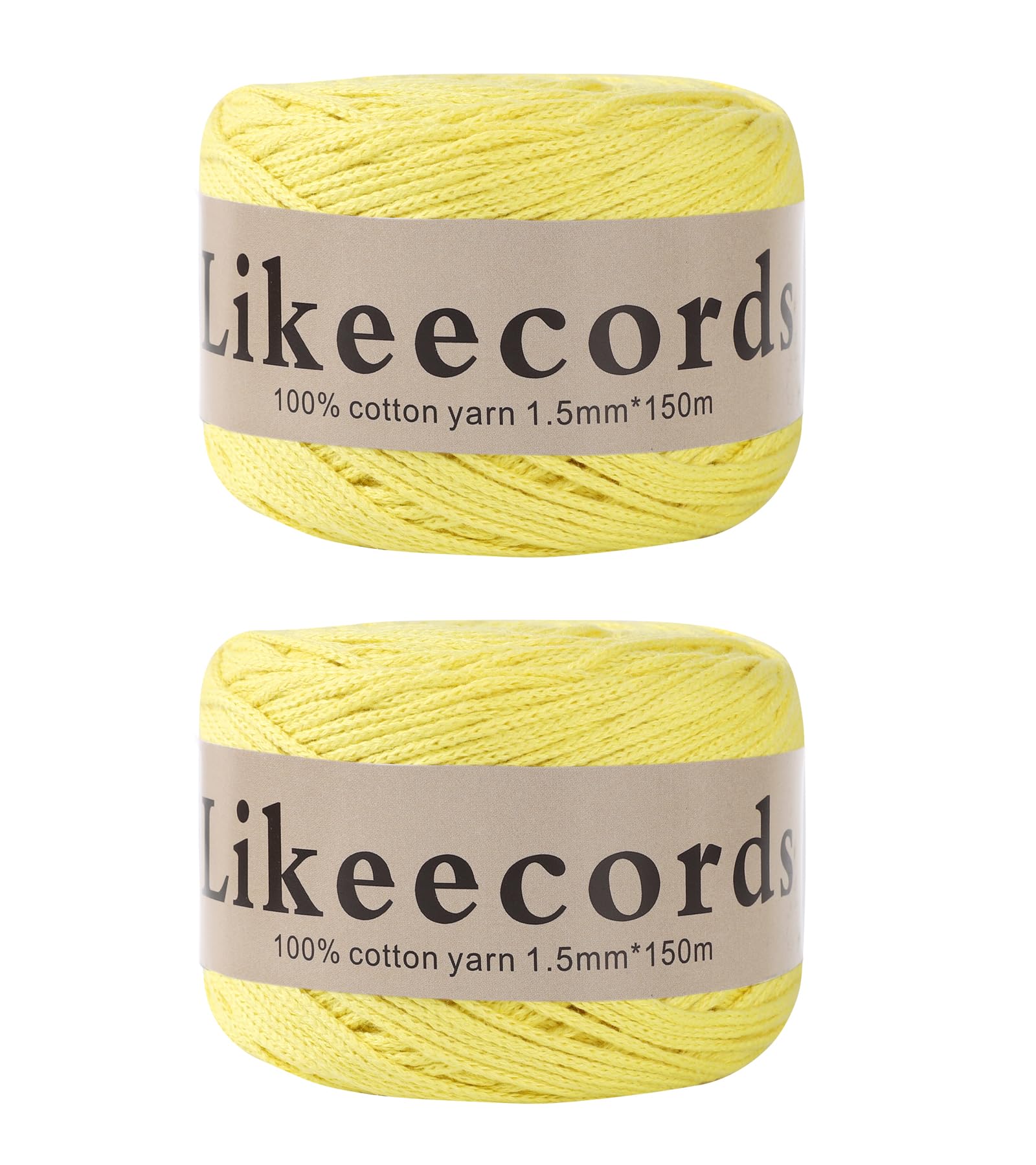 Fil pour macramé 1.5mm solide en coton jaune citron pour éviter les nœuds lisses qui glissent