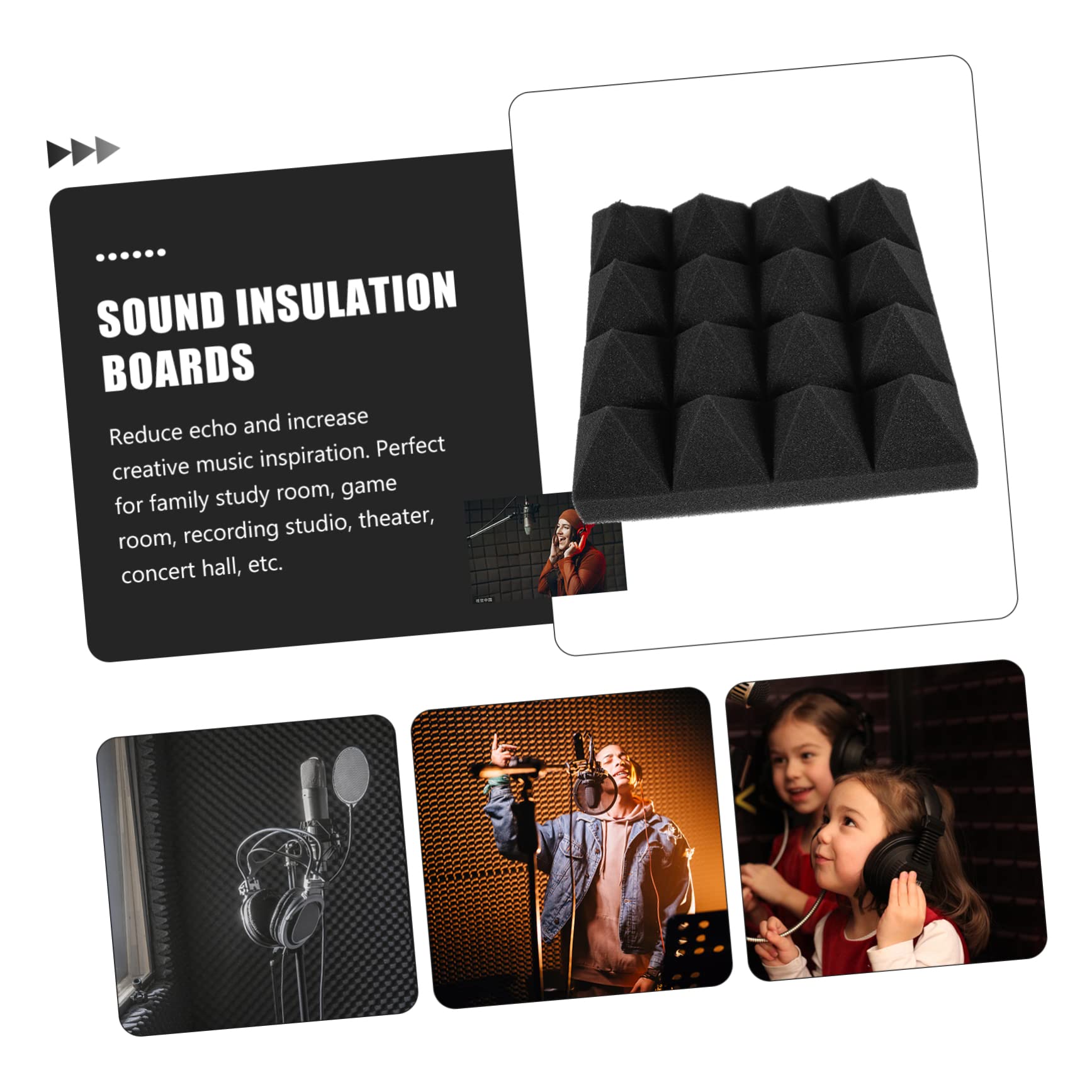 12 Piezas Paneles Acústicos de Absorción de Sonido Ignífugo Adhesivo para Estudio Grabación Ktv Sala Oficina Hogar