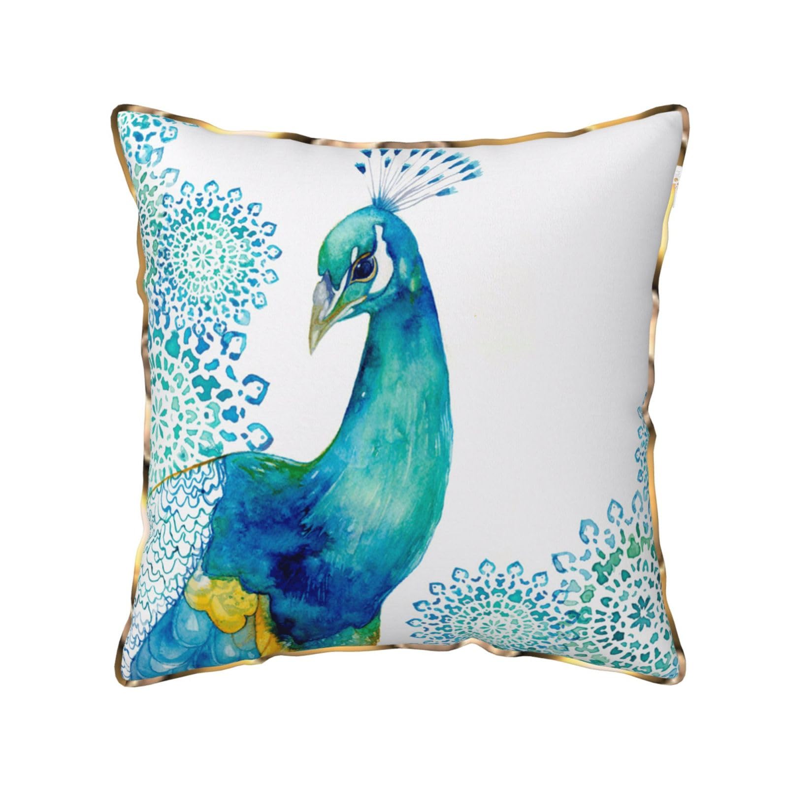 FZGGWYHL Beautiful Peacock and Floral printed Velvet Throw Pillow Cover Pillowcase