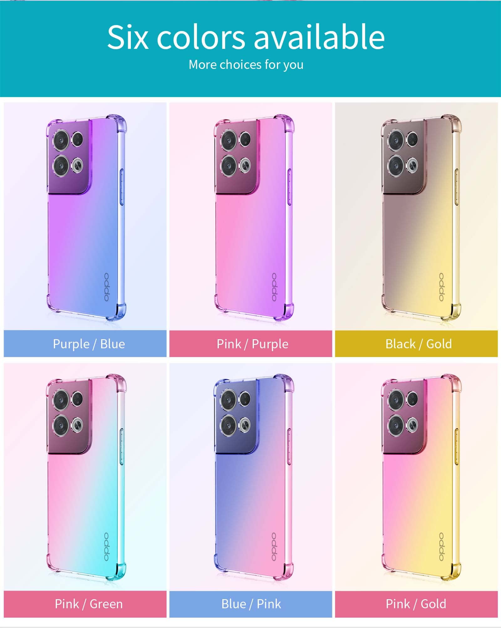 Cover In Vetro Per Oppo Reno 8 5G | Custodia Antiurdo QIYIN Con Paraurti TPU E Pannello Colorato (Verde/Azzurro)