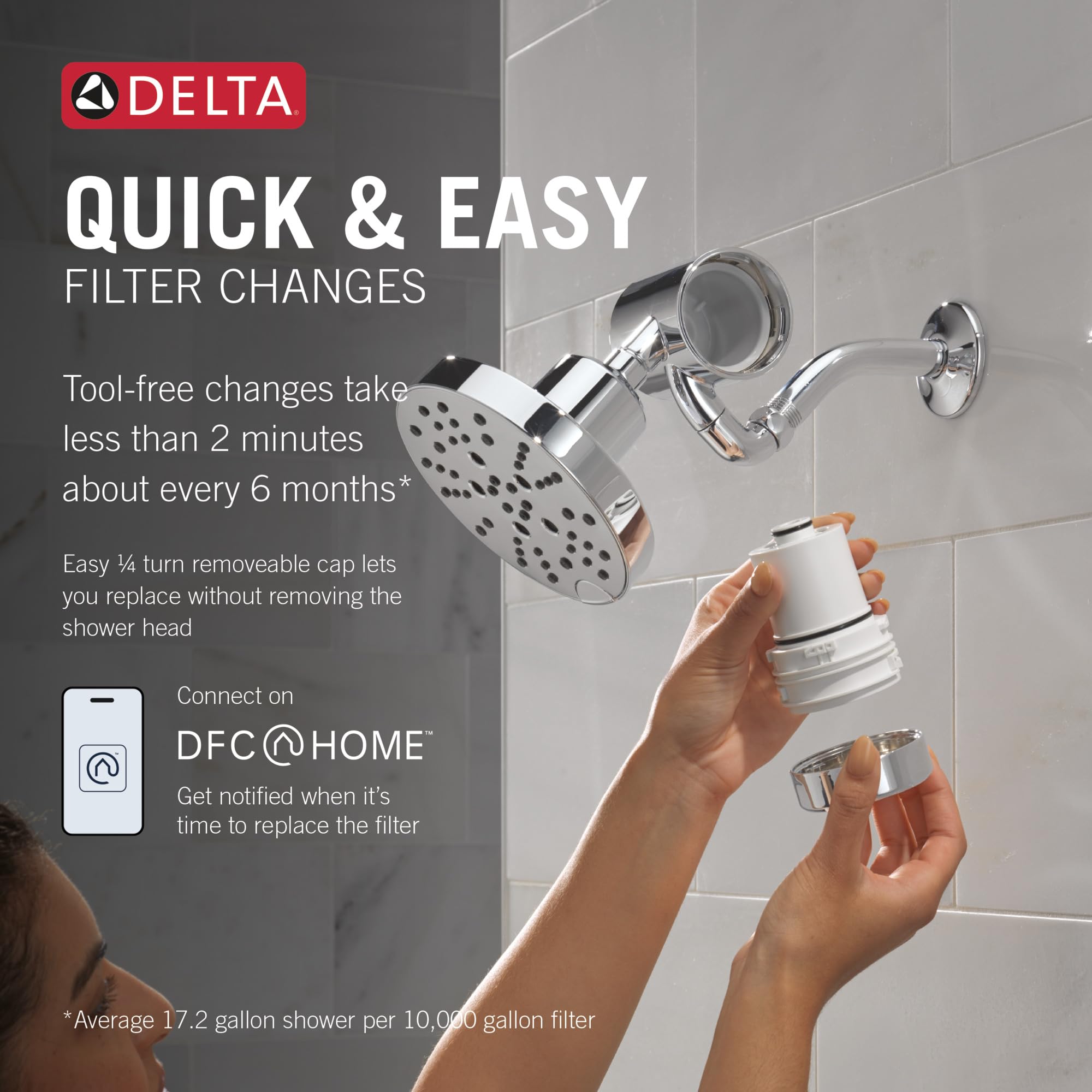 Delta Faucet Clarifi - Accesorio de filtro de ducha premium con filtro, filtro de ducha de agua dura, filtro de cabezal de ducha, cromado 5SF100