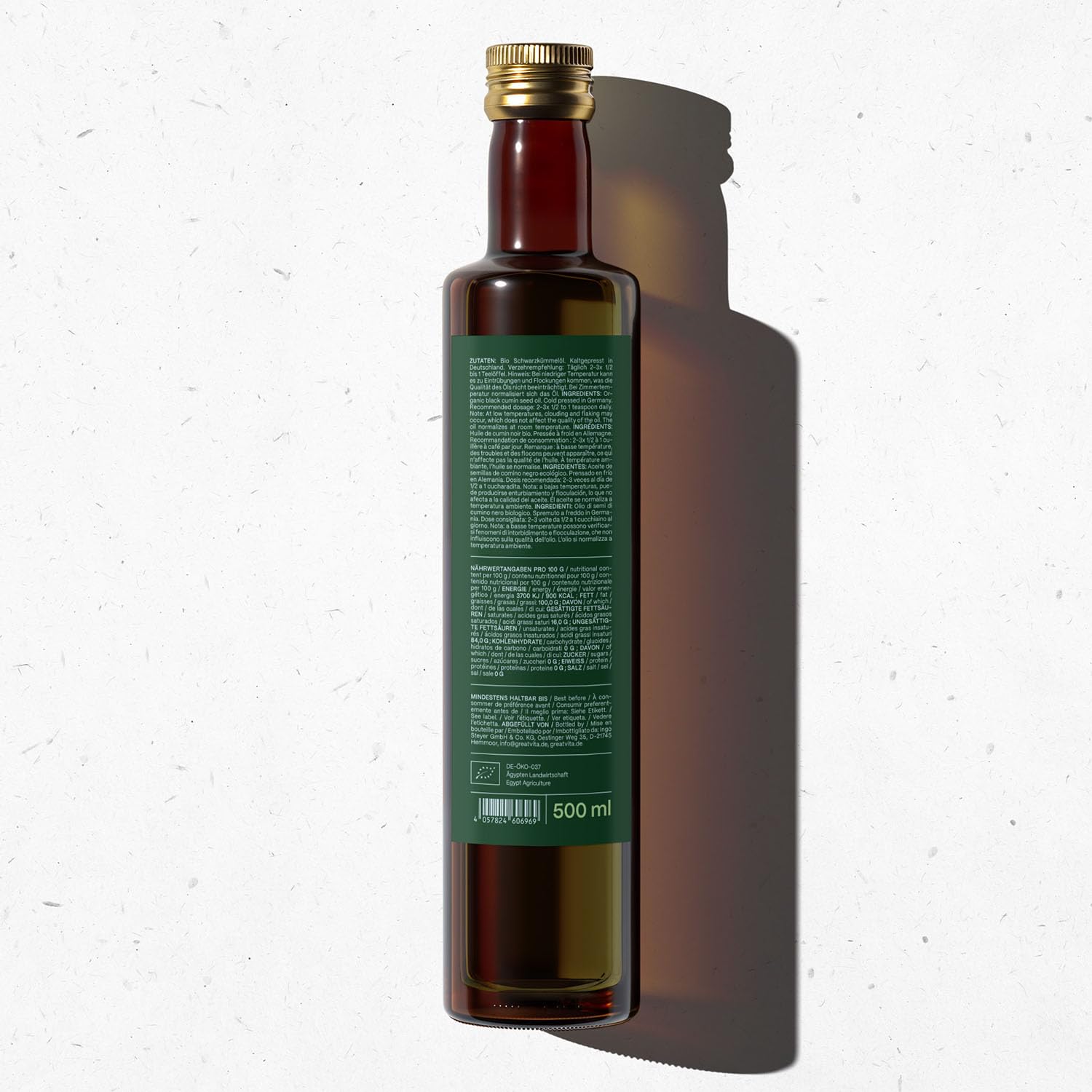 Olio di cumino nero biologico MeaVita, pressato a freddo, confezione da 2 (2 x 500ml)