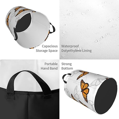 Miniatura 5 de AFHYZY Cesta de lavandería plegable grande con asas, cesta de almacenamiento redonda de fácil transporte, canasta de ropa sucia, cesta de manta para