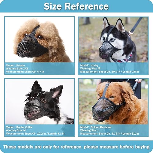 Miniatura 4 de Bozal para perro, bozales de malla suave para perros pequeños, medianos y grandes, protector bucal transpirable con correa ajustable y hebilla de
