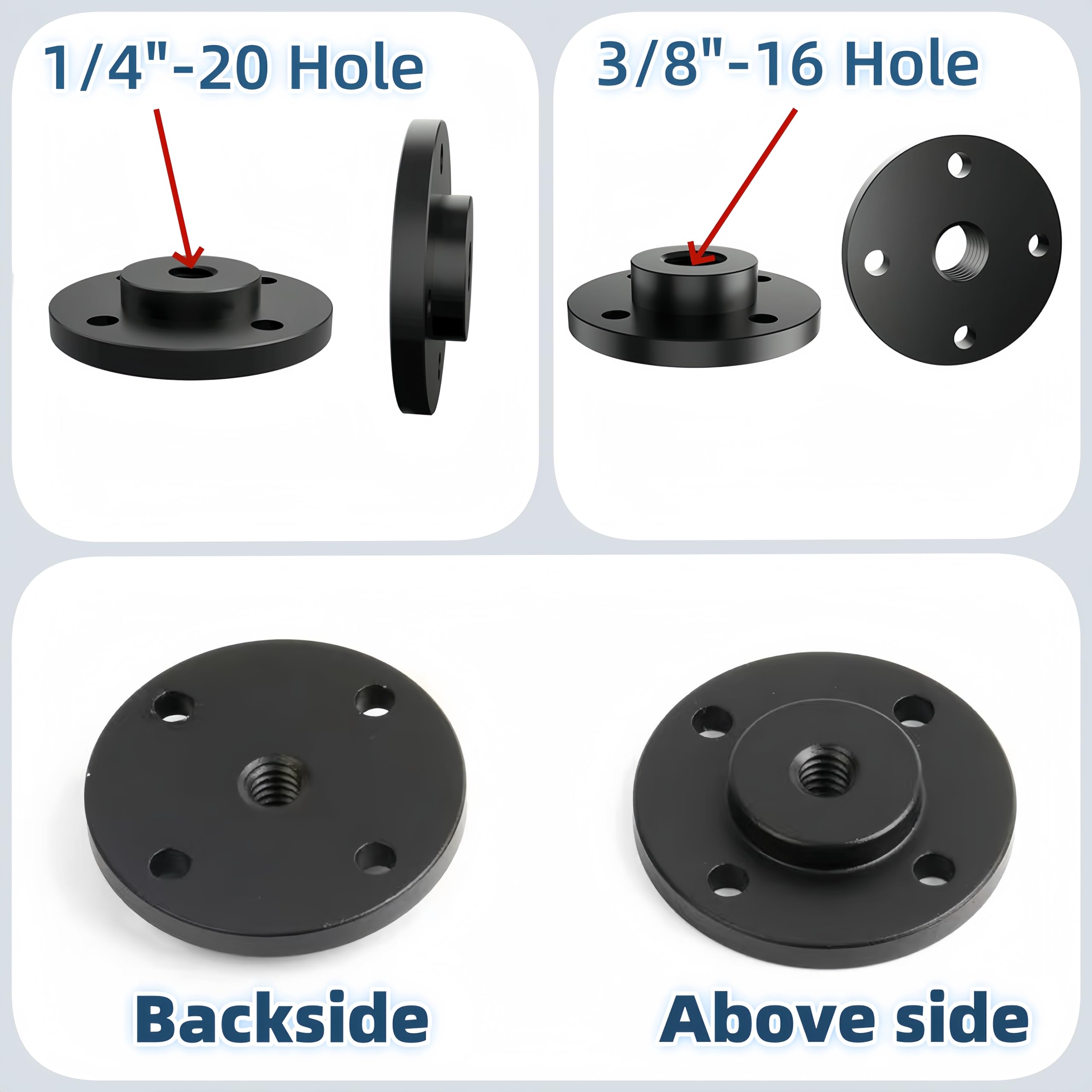 Homeet 2PCS Camera Adapter Multifunction Desktop Microphone Flange Mount Male 1/4-20, 3/8-16, 5/8-27 Inch Female Mic Monitor Mount