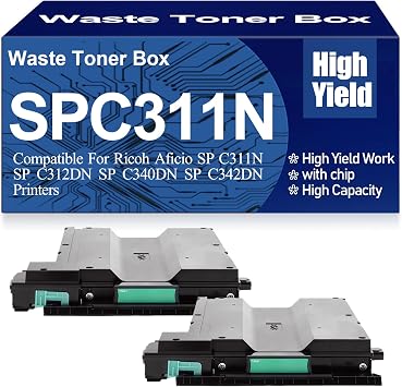 High Yield SPC311N Waste Toner Box 406066 Waste Container Compatible for Ricoh Aficio SP C311N SP C312DN SP C340DN SP C342DN Printers,406066-2PC