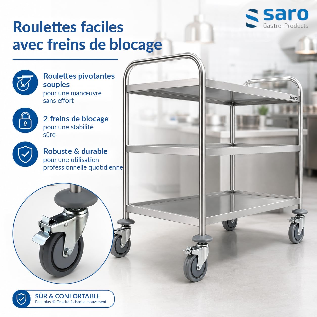 Saro Chariot de Service Bastian l 860 x b 540 x h 940