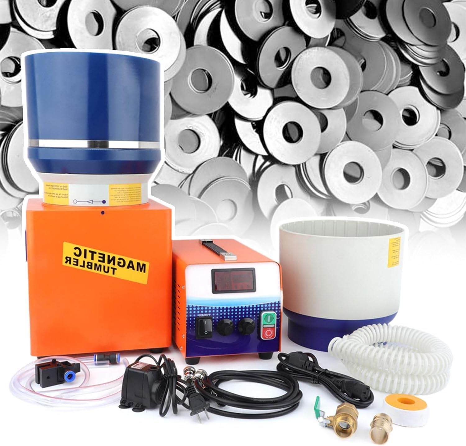 LYDZUSDP Magnetic Tumbler Polisher Machine,Professional Metal Sanding Finish for Cleaning Jewelry Metal Casting & Small Item with Intricate Details