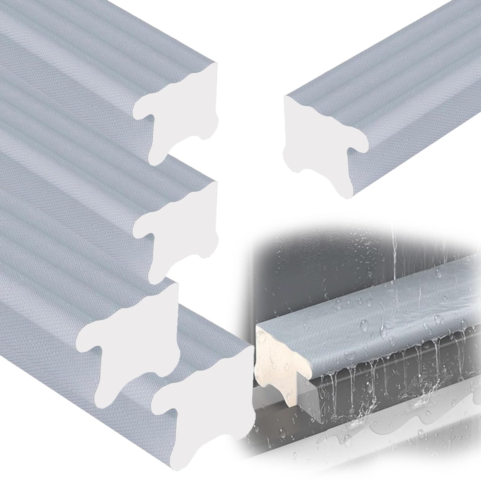 Tiras de retención de agua de 300 cm con respaldo impermeable para ventanas y alféizar