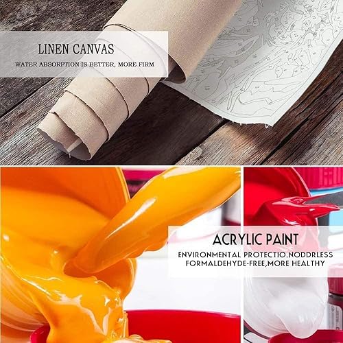 Miniatura 7 de QUITEDEW Pintura por números para adultos, pintura de ciudad por número, vista nocturna, pintura al óleo, paisaje de calle, adecuado para decoración