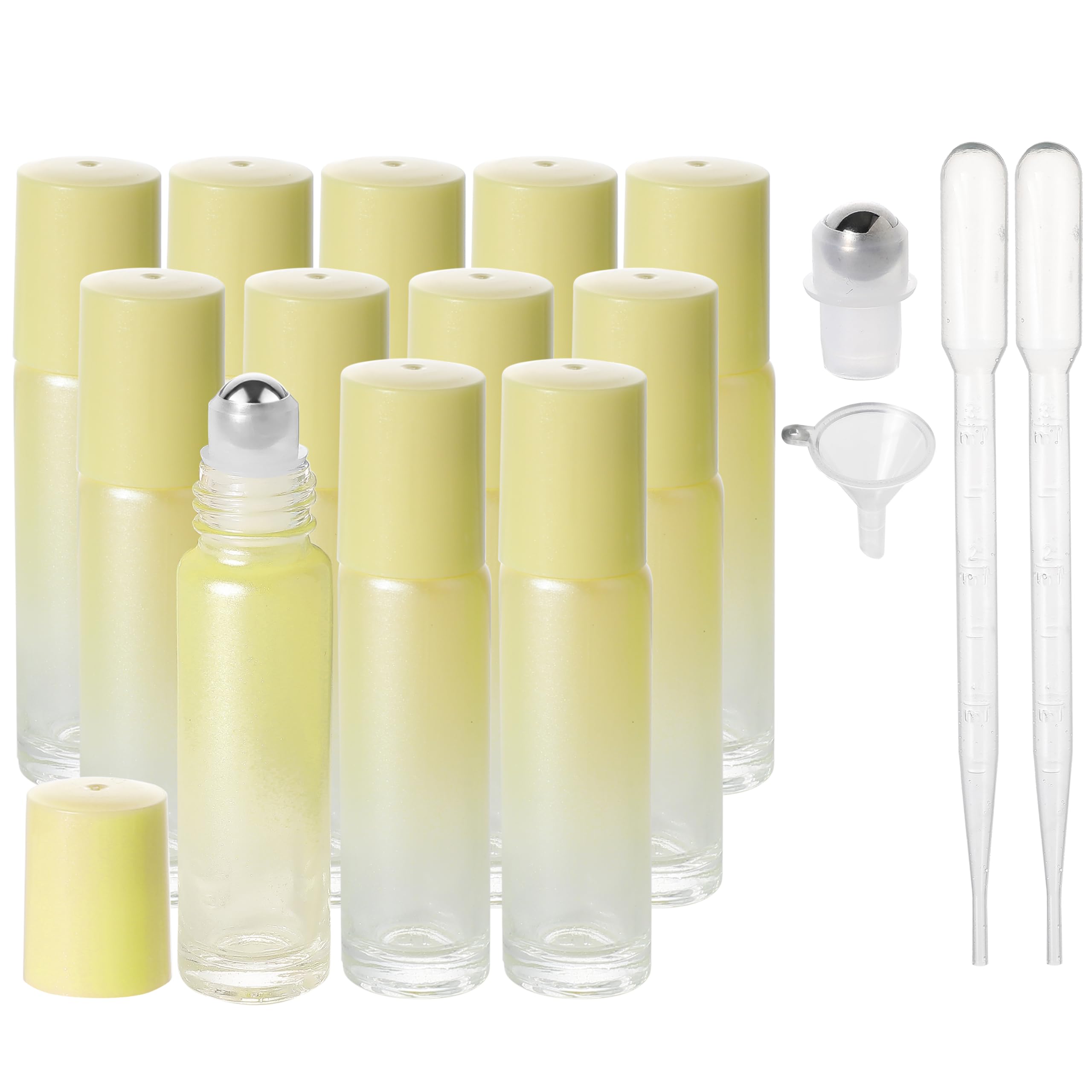 SESENSE Essential Oil Roller Bottles, 10ml Thick Glass Perfume Roller Bottles with Funnel Opener and Dropper Colored Glass Empty Bottles with