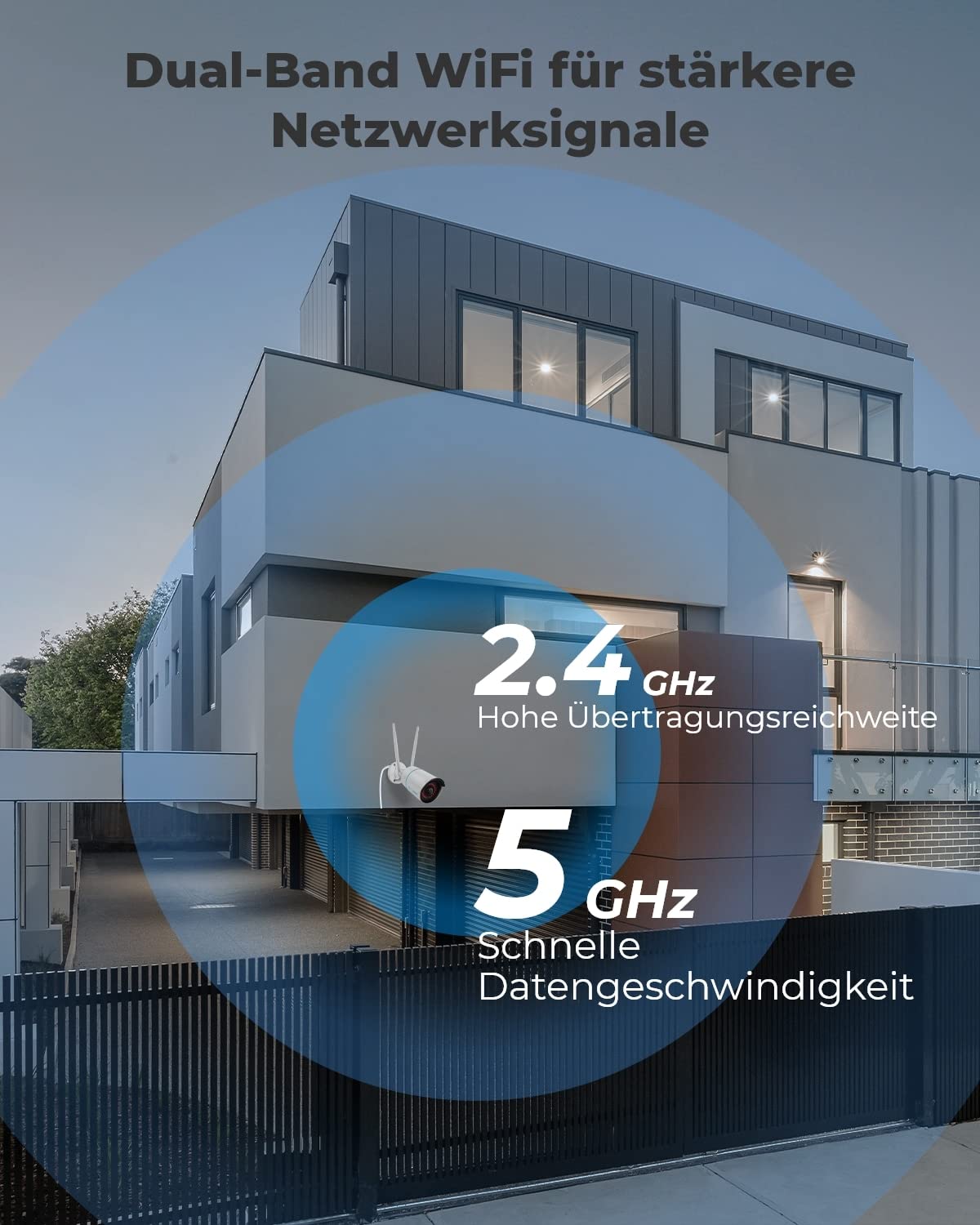 Reolink 5MP WLAN Kamera Outdoor, 2,4GHz/5GHz WLAN CCTV IP Kamera Aussen mit Person/Auto/Tiererkennung, IP67 Wetterfest, Nachtsicht, Bewegungsmelder, SD-Kartenslot, Zeitraffer, Außenkamera RLC-510WA