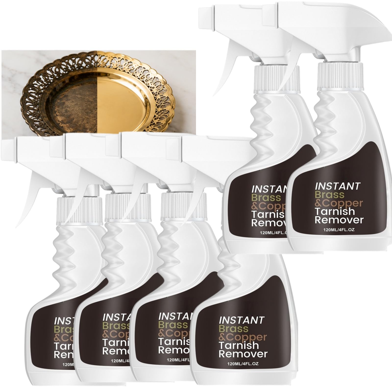 Instant Messing Anlaufentferner Spray, Kupfer Reiniger Politur für Oxidation, Glanz Spray für Messing Armaturen, Türgriffe, Lampen, Hardware, Home Decor und Kupfer Oberflächen (6pcs)