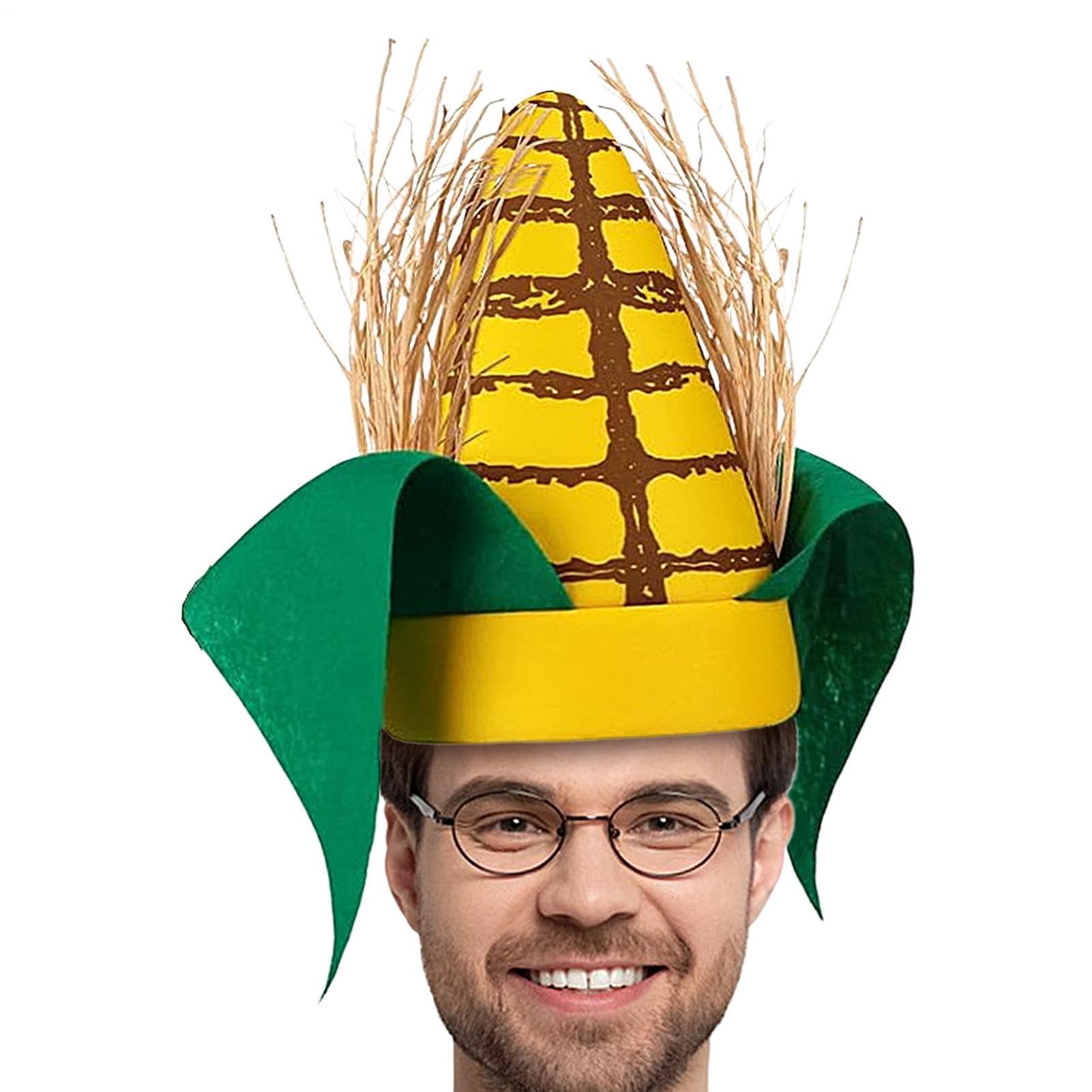 Sombrero De Mazorca De Maíz De Felpa De 27,9 Cm, Con Hojas Verdes Y Cáscaras Marrones, Ideal Para Fiestas Y Cosplay