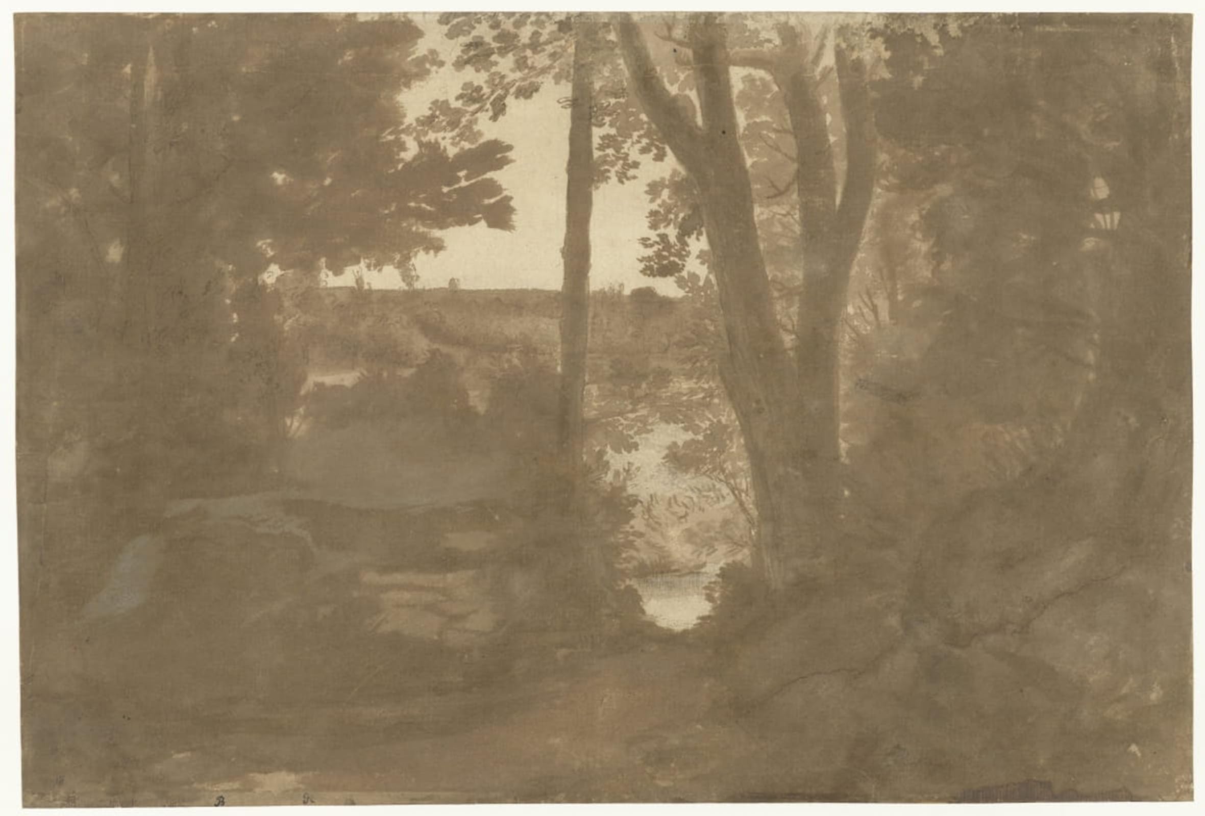 POSTERIIk Vintage Classic Picture Landscape Artwork Landscape with Vista Through Trees by Claude Lorrain Portrait Canvas Painting for Office Home Decor 60x90cm