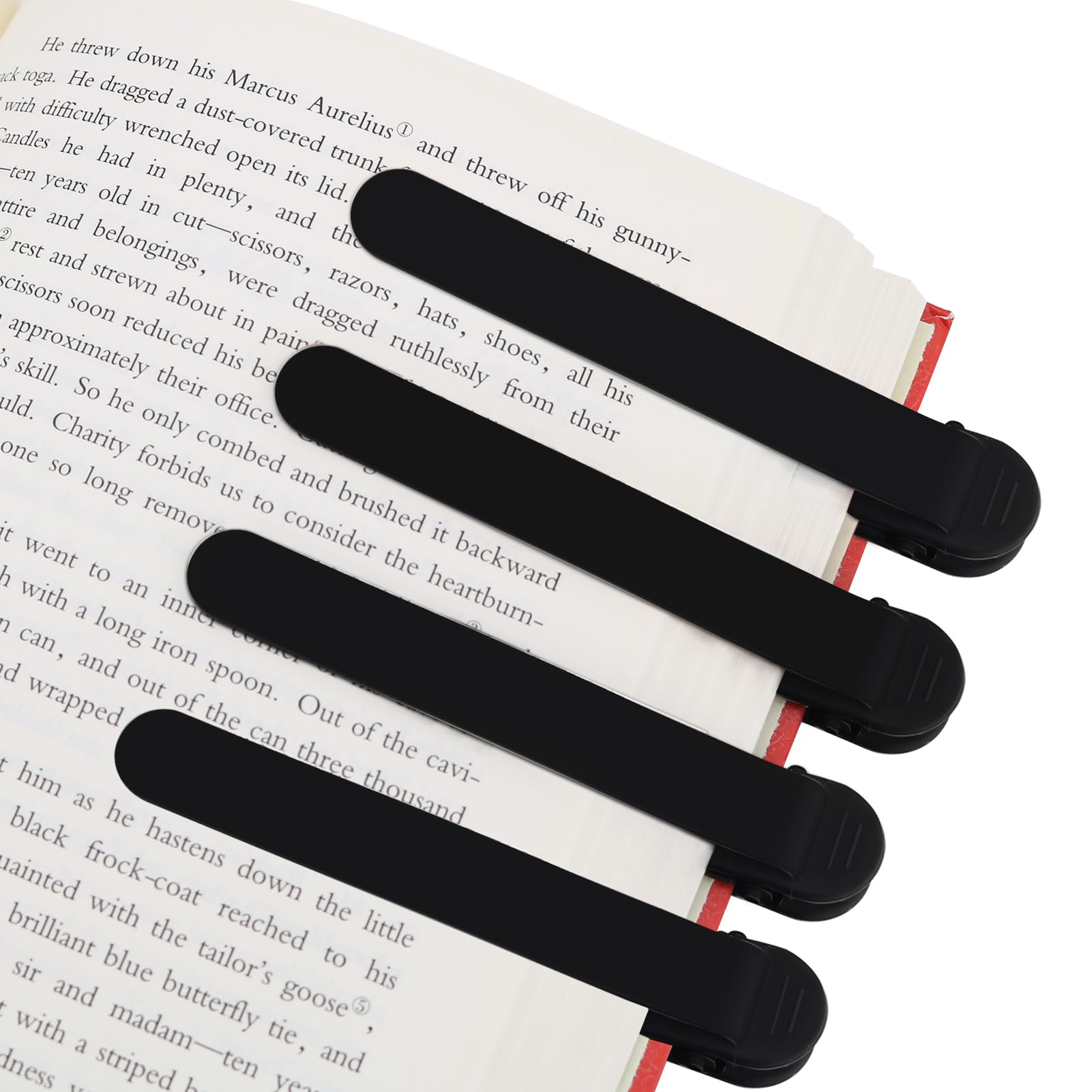 SMUK 4pcs Silicone Bookmarks for Book Lovers, Automatic Black Book Markers for Reading, Unique Accessories â image 1