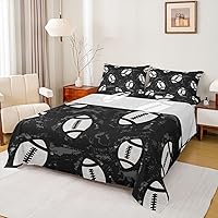 Vista 22 de Erosebridal Graffiti Rugby Ball Sheet Set Twin Colorful Rugby Helmet Bed Sheets Set, Sports Sheets for Boys Girls Football Game Flat Fitted Sheet