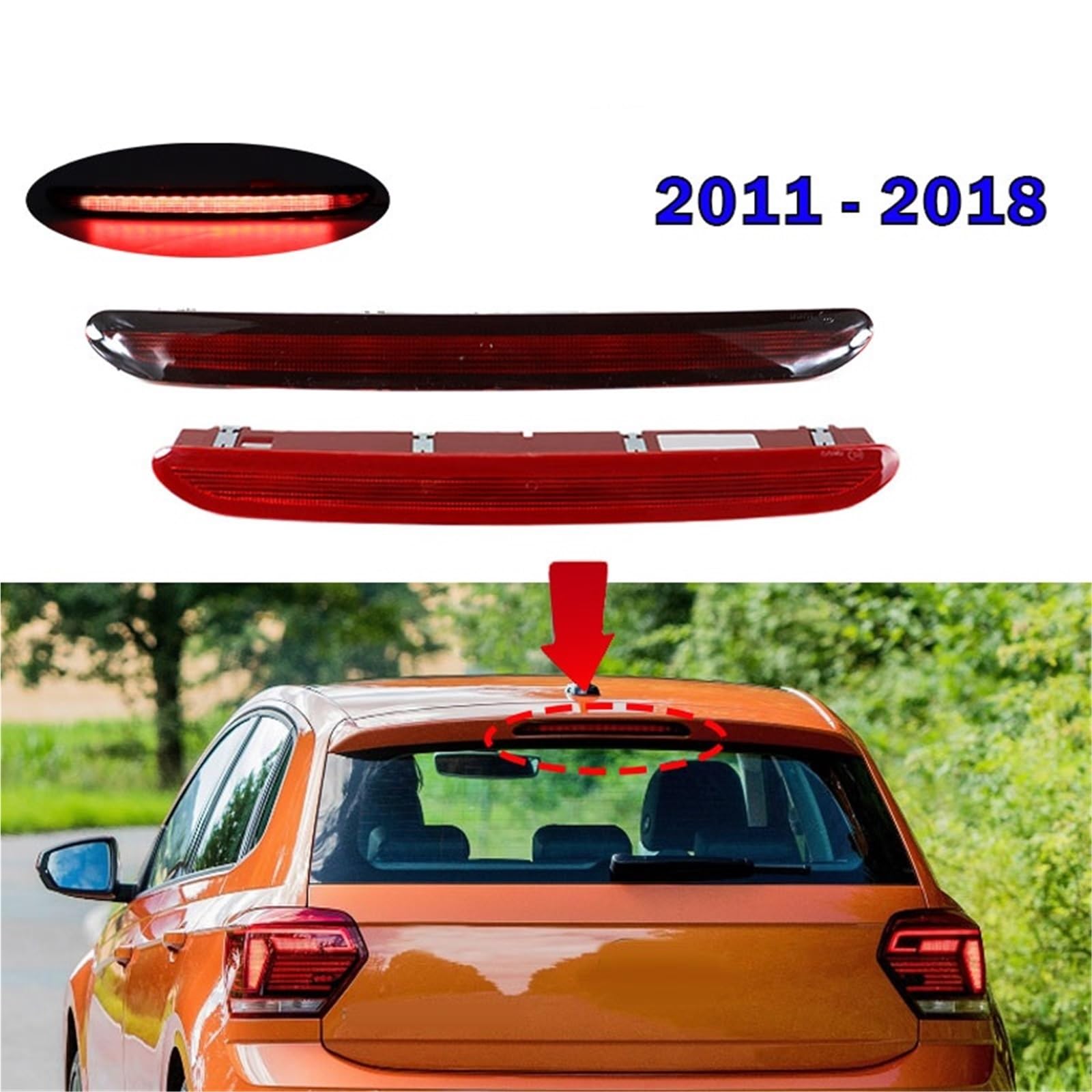 Troisième Feu Stop Arrière LED Supplémentaire Position Haute Pour Golf 6/7 Mk6 Pour Polo Hatchback 6R 2011 – 2017 Feu arrière(1PCS black)