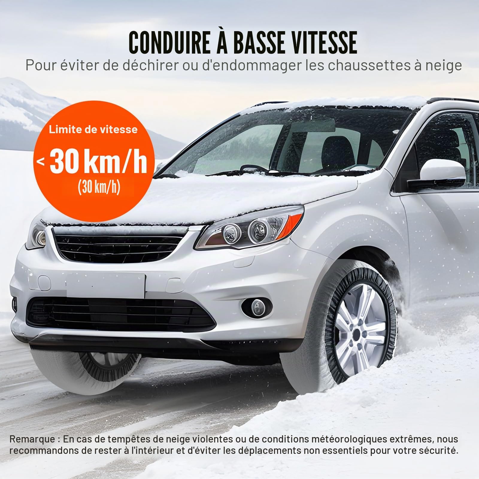 VEVOR Chaussettes à Neige pour Pneus Épaisses 2PCs Taille L, Chaînes à Neige Textiles en Fibre de Polyester avec Sangles Élastiques, Dispositifs Textiles de Traction pour Voiture, SUV, Pick-up