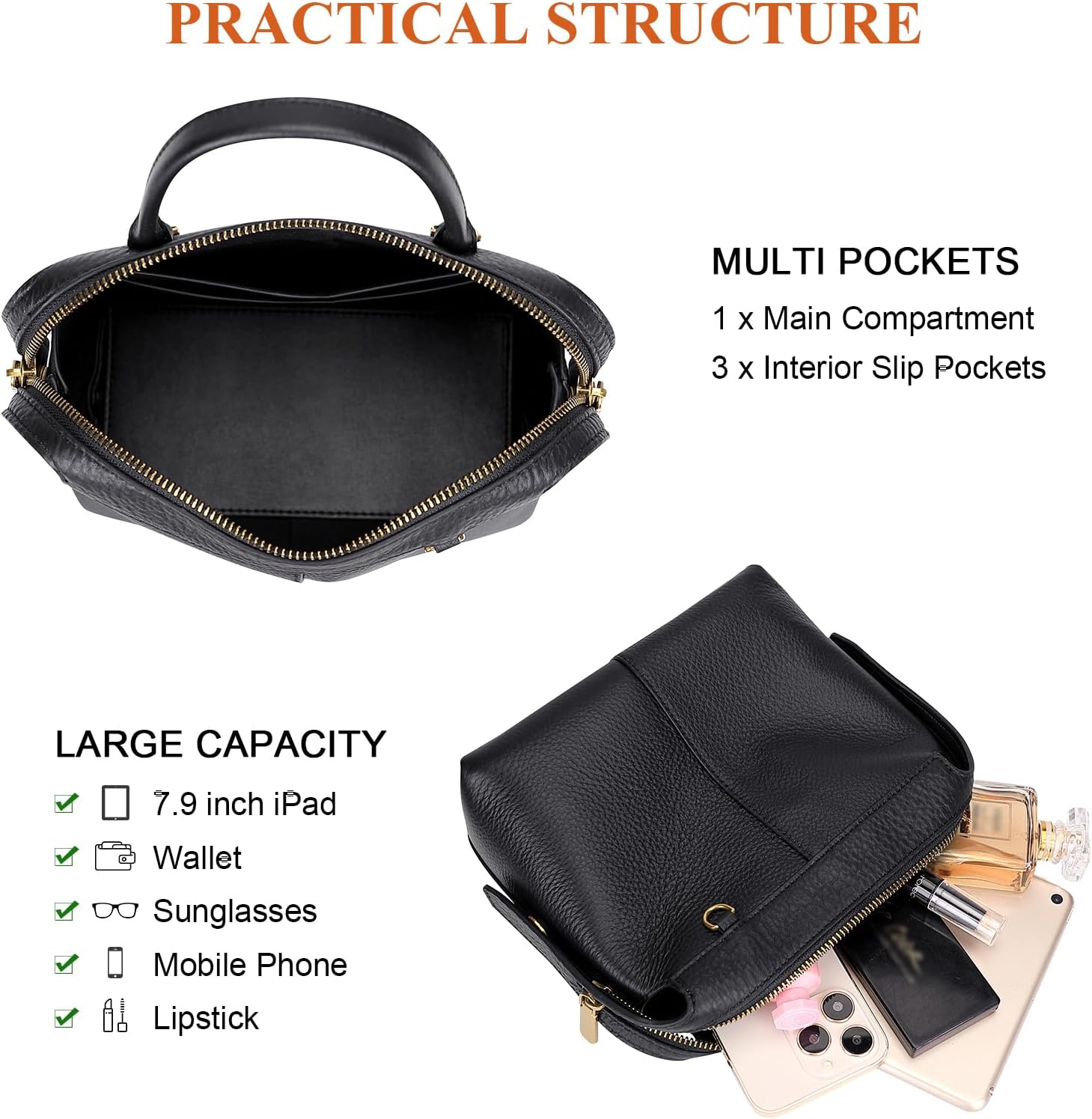 Over Earth Genuine Leather Crossbody Bags for Women Small Top Handle Satchel Purses and Handbags