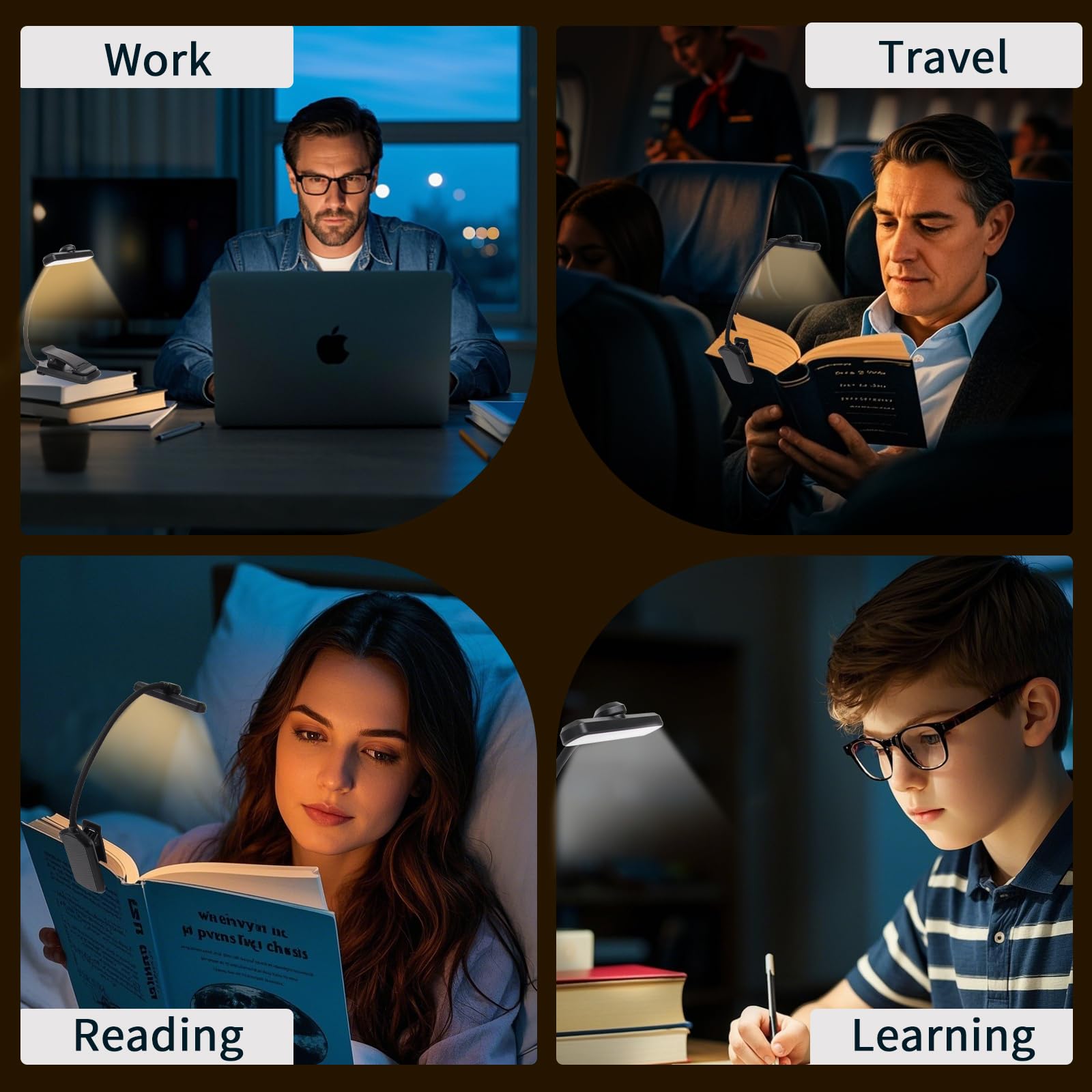 Luce a 24 LED ricaricabile per lettura a occhio di letto, 3 temperature di colore, 80 ore di autonomia, lampada a clip leggera, perfetta per bambini, amanti dei libri e regali per studenti