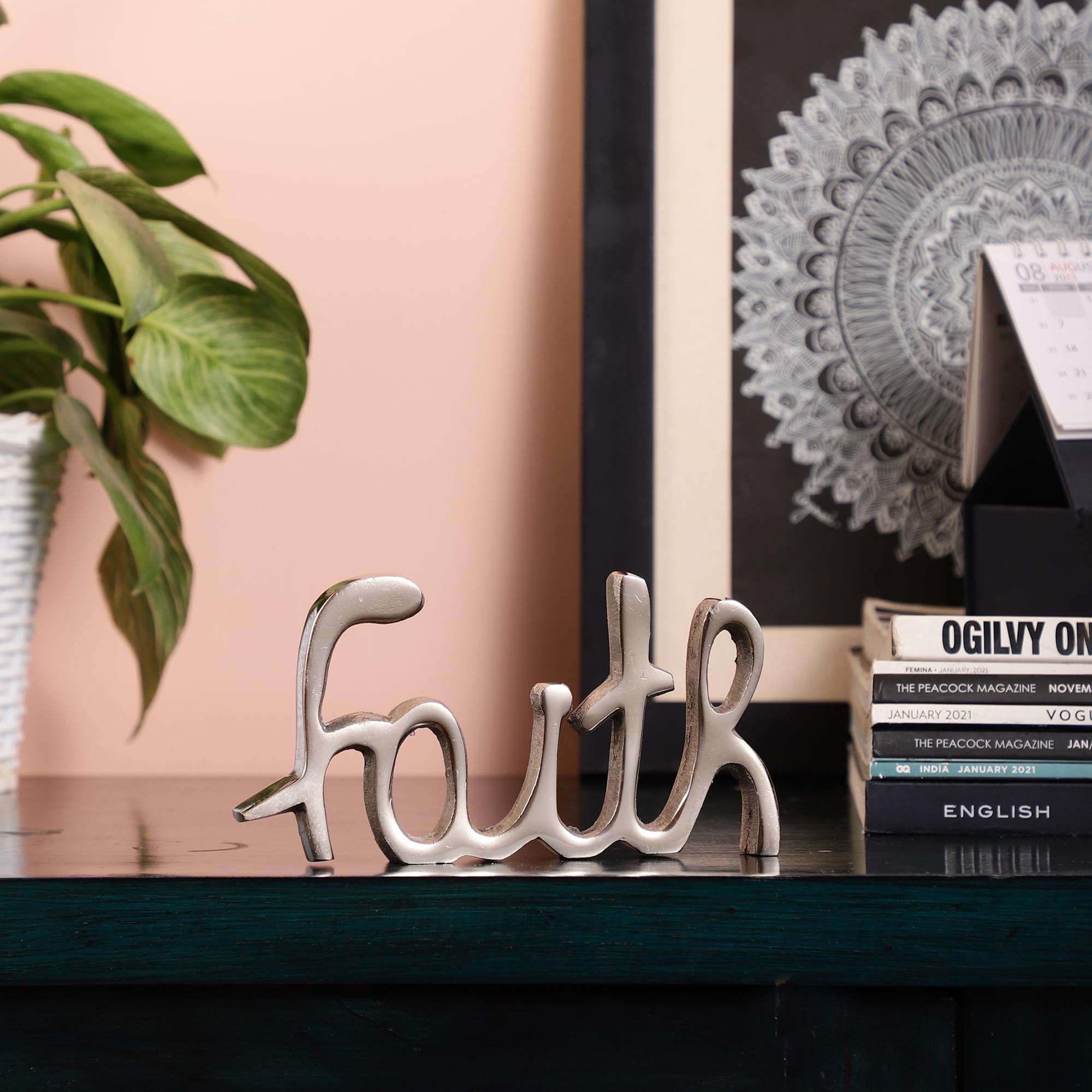 PURESTORY Faith Sign Decor | Decorative Items For Home Living Room | Metal Word Sign | Gift Items For Home Decoration | Decoration For Room, Library | Tabletop For Gallery & Office - Silver-picture-39