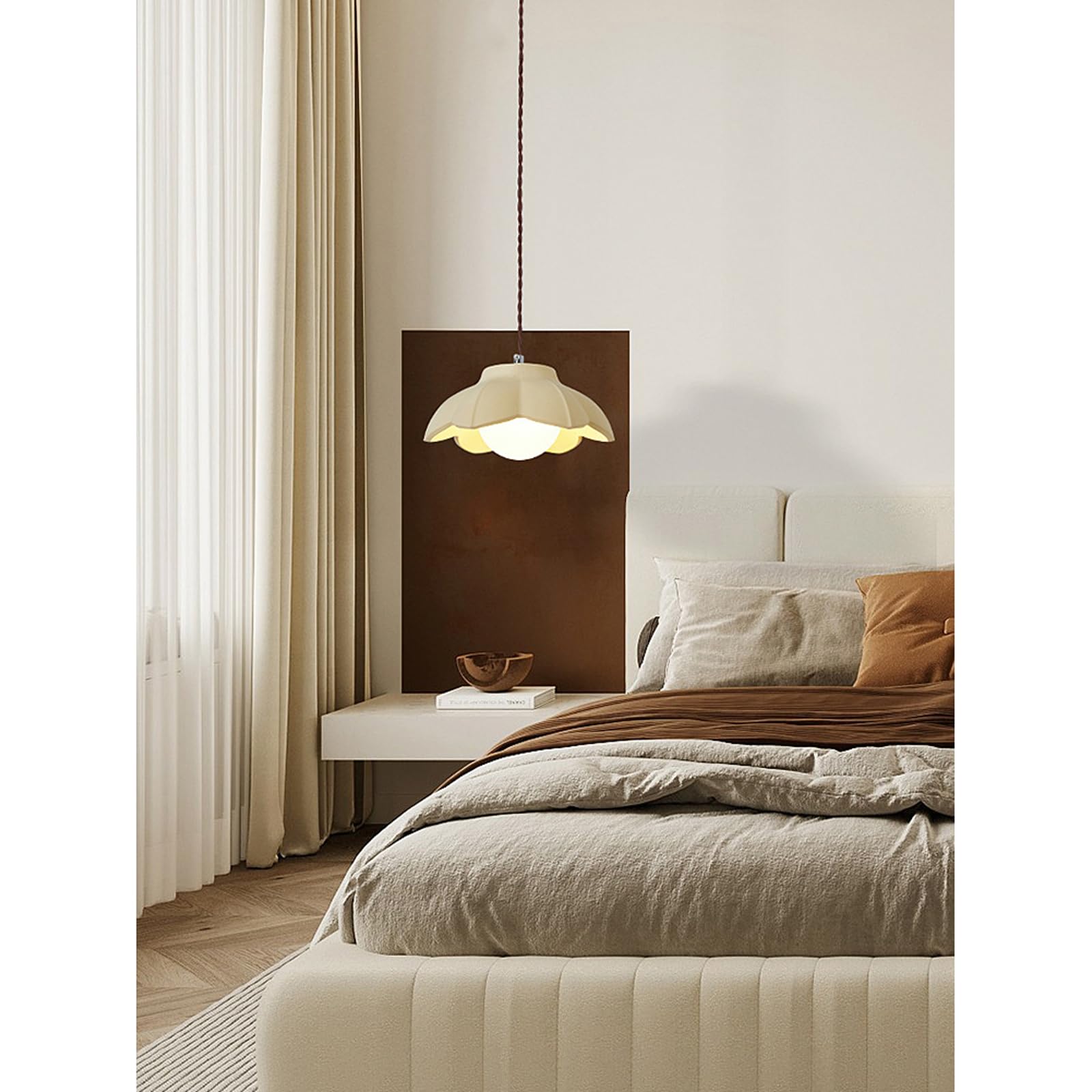 Franse crèmekleurige kroonluchter Scandinavische moderne hanglamp hars bloemvorm hangende plafondlamp voor meisjes slaapkamer restaurant eetkamer