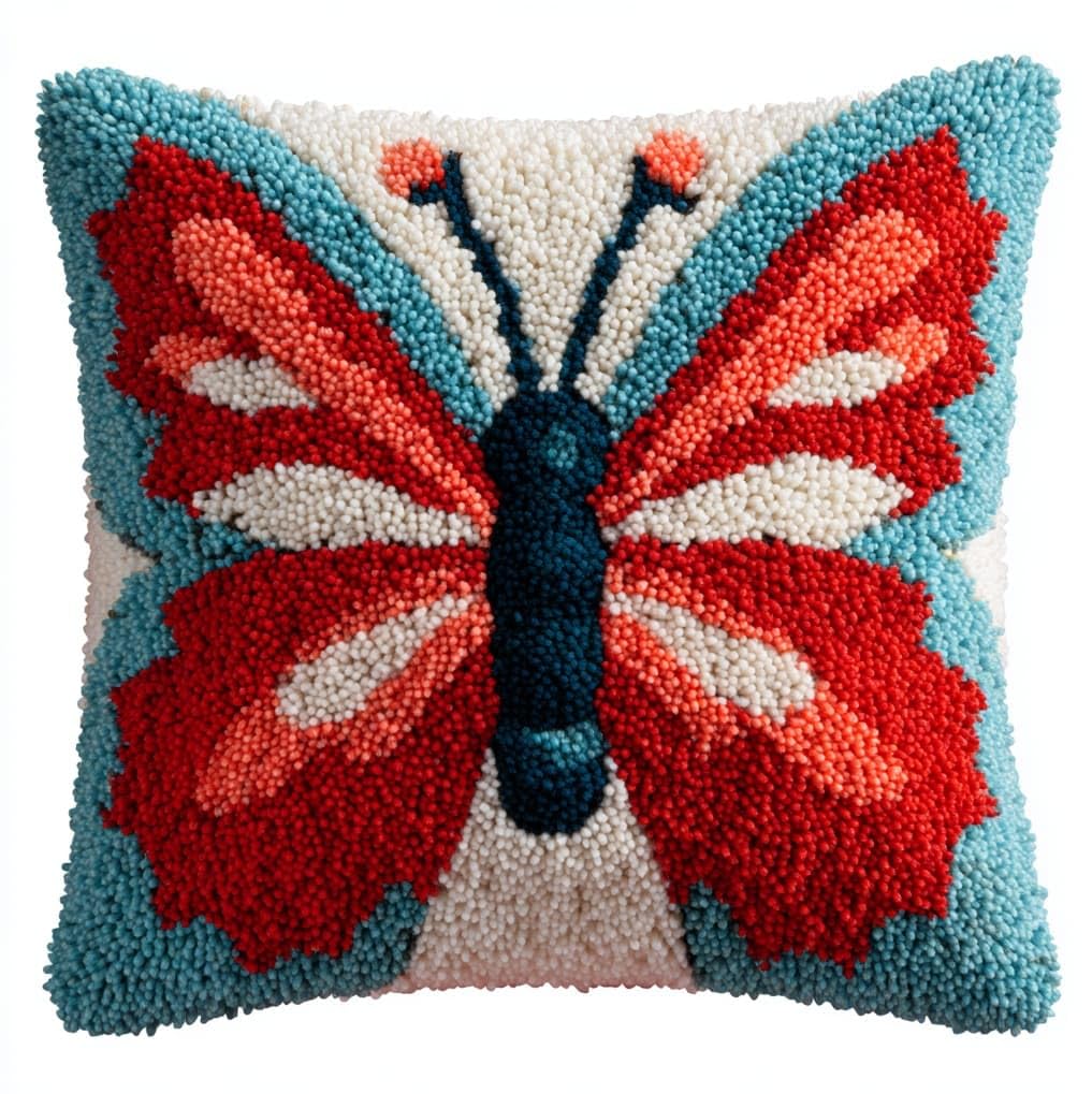 AxiangziK Latch Hook Kits 17x17in,Animals Butterfly Latch Hook Craft Decorative Tapestry DIY Needlework Rug Kits for Beginners Children Adults and Seniors