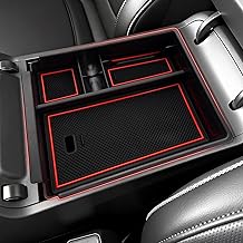 Autorder Center Console Organizer for 2022-2026 Hyundai Santa Cruz Accessories Car Armrest Storage Box Middle Console Tray Container with Black & Red Non-Slip Silicone Mats