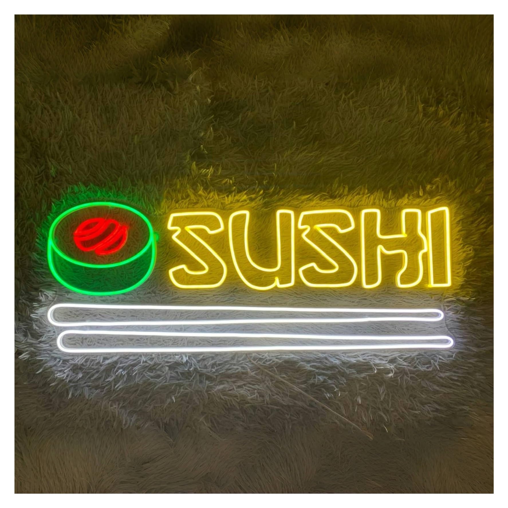 RONGCH Hanging Art Neon Signs Sushi Neon Sign, Suitable for Restaurant Store Home Decor with Dimmable 50cm