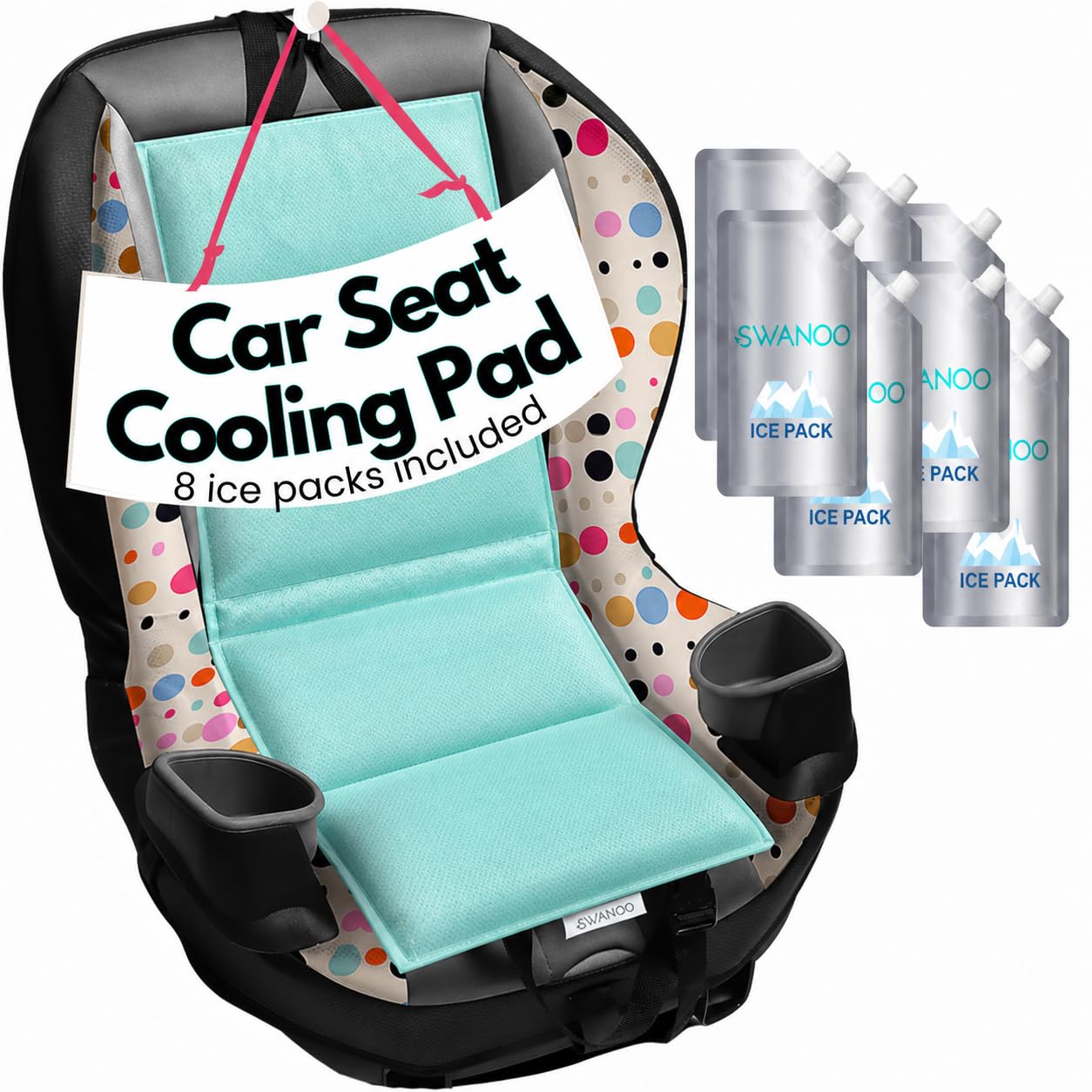 Car Seat Cooling Pad, Stroller Cooling Pad with Ice Pack for Babies Toddler and Kids, Sun and Heat Cover Protector for Summer Carseat Cooler Liner