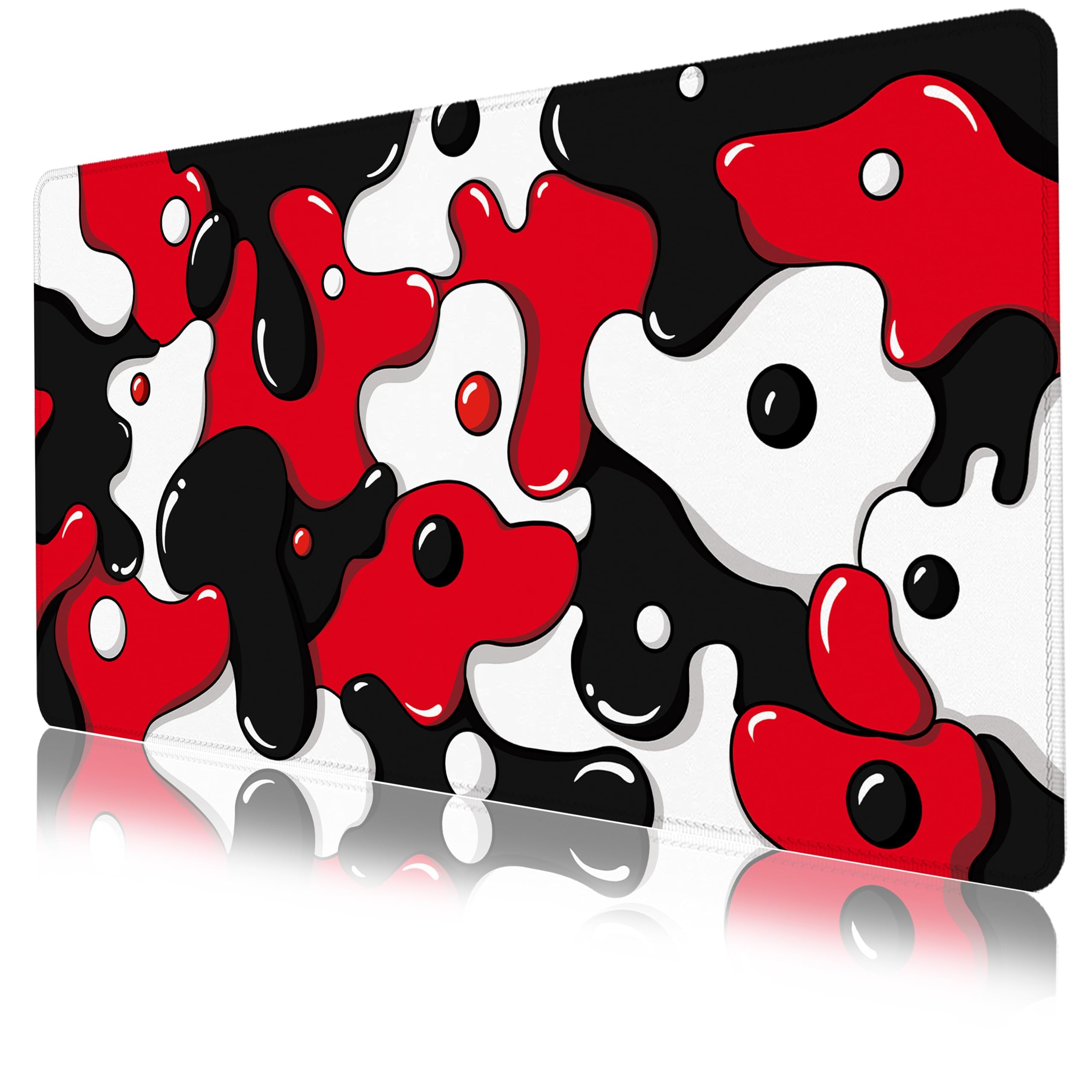 Japanese Cherry Blossom White Gaming Mouse Pad, XXL Large Gaming Laptop Anime Mouse Pad, Sakura Big Desk Pads, Extended PC Keyboard Waterproof and Non-Slip 31.5x11.8in (Red Cow, 31.5x11.8)