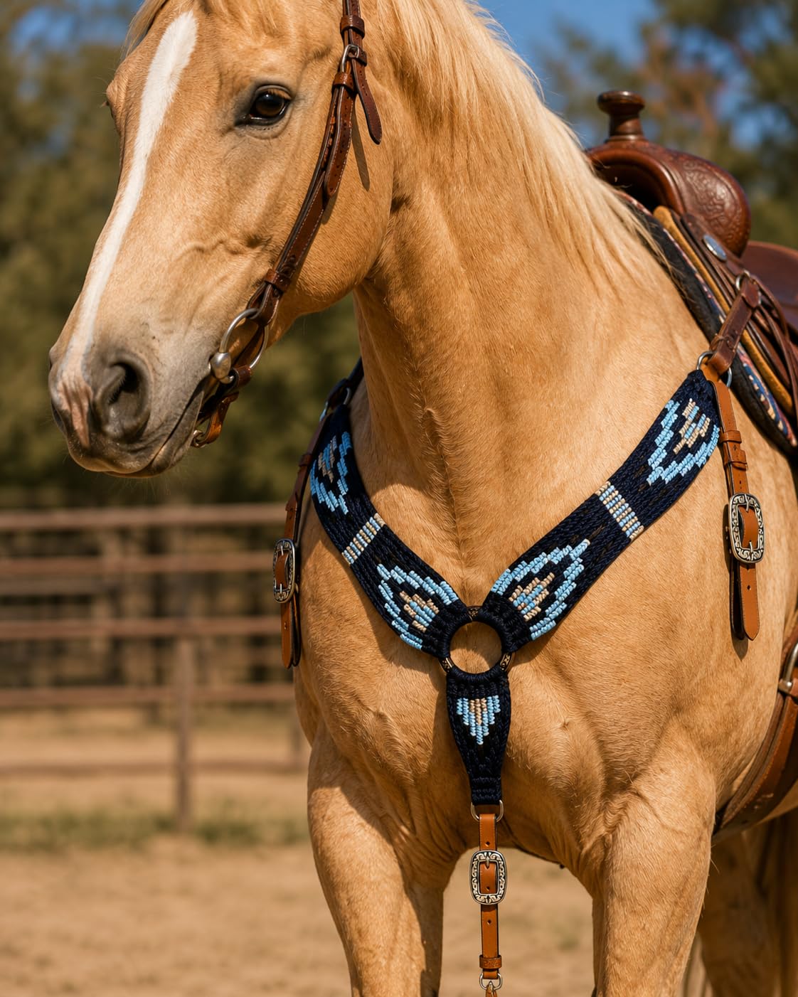 Cheval's International Colliers de poitrine en laine et mohair pour équipement d'équitation et accessoires de collier de cheval (CM-1 - complète)