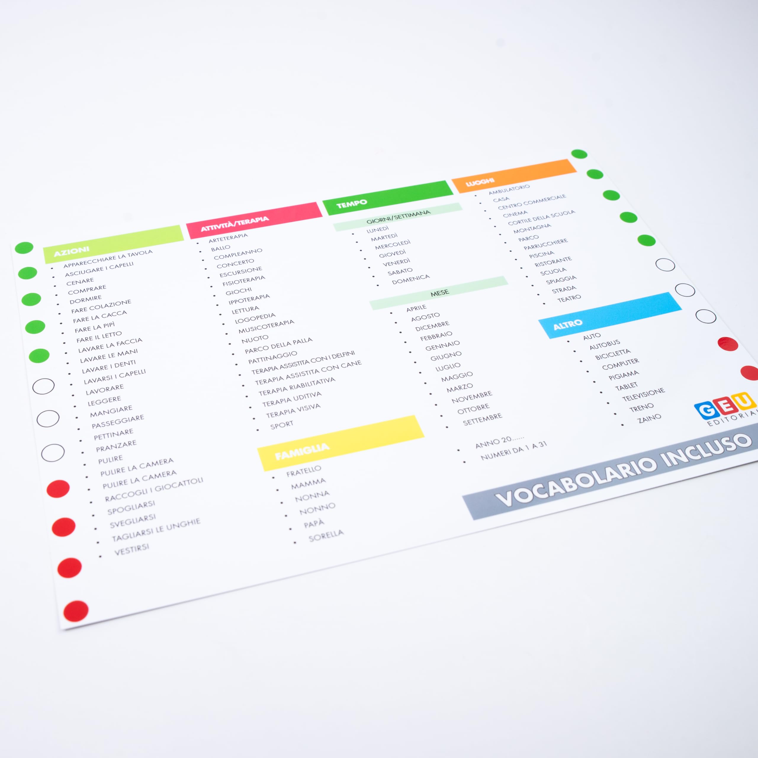 Organizer per bambini: agenda giornaliera strutturata con 140 carte vocabolario e pittogrammi per autismo/ADHD - routine giornaliere efficaci con aiuti visivi per bambini con ASD (italiano)