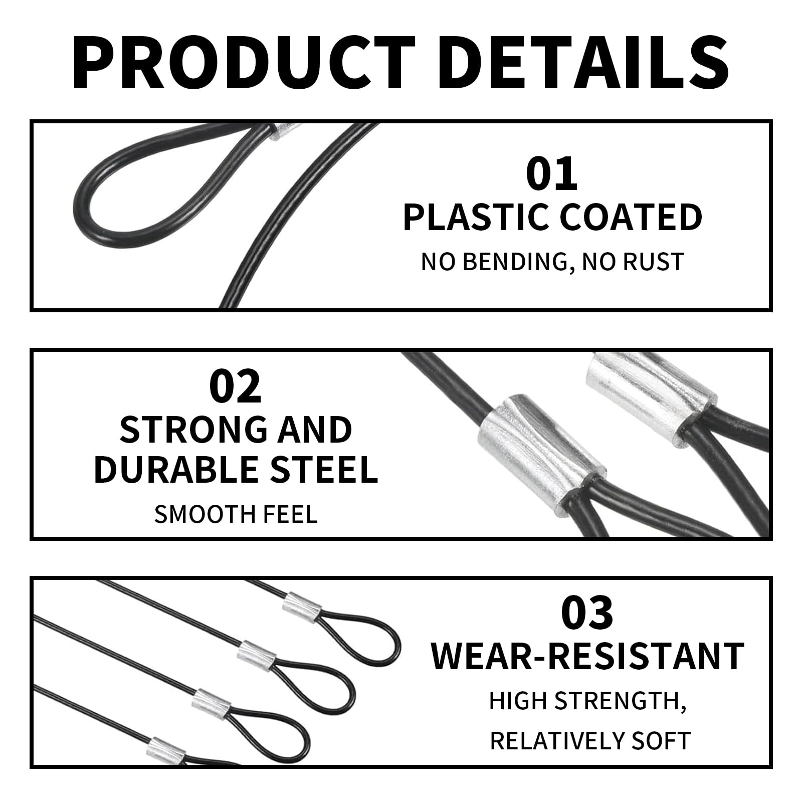 CLKE 8Pcs Safety Cable Lock, 20cm & 30cm Safety Cable Wire Rope with Double LoopCable Lock - Image 3